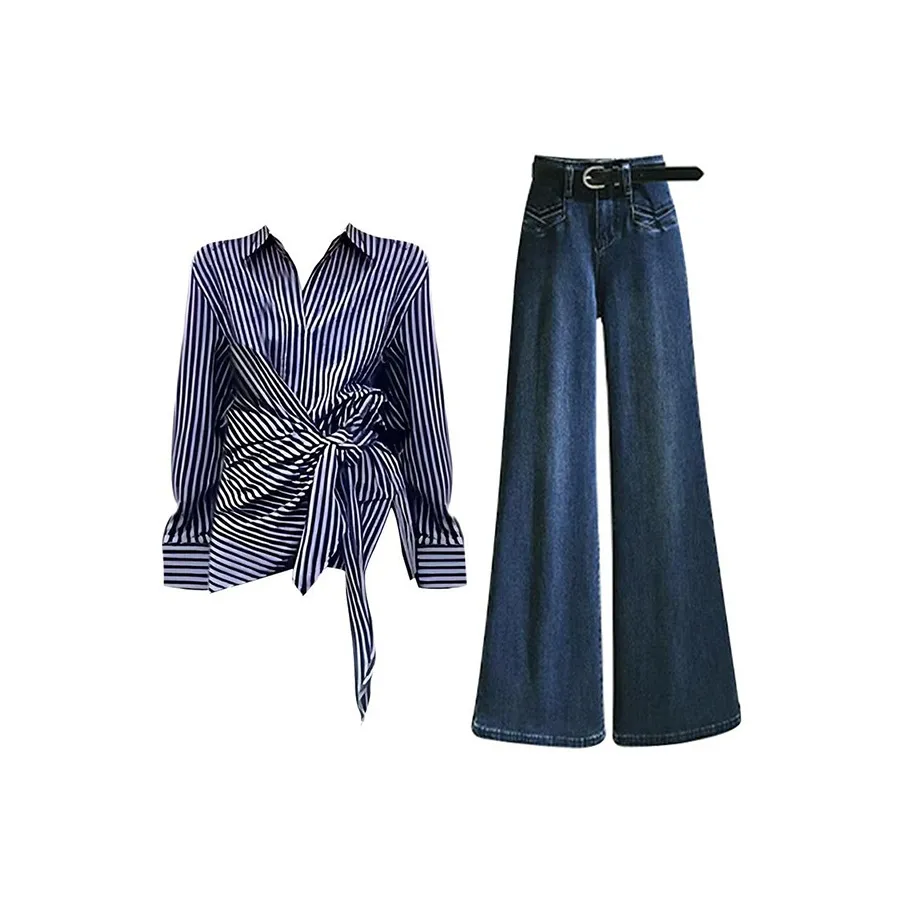 MARIE·COCO Рубашка + Джинсы Нет Ремень Женские Повседневные Костюмы