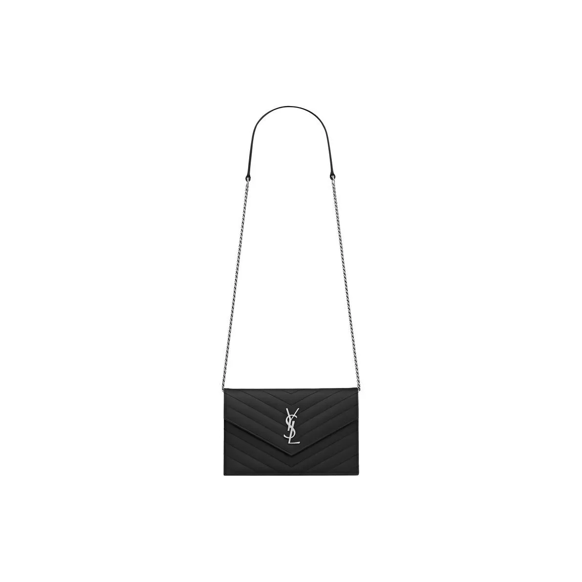 SAINT LAURENT Envelope Chain Wallet Black