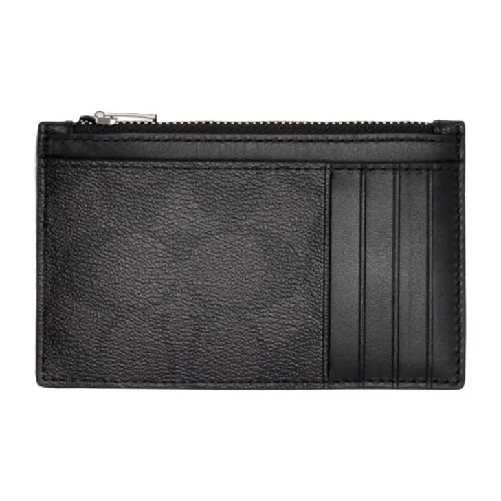 COACH PVC With Cow Leather Coin Purse, Card Holder Unisex Charcoal Black Monogram