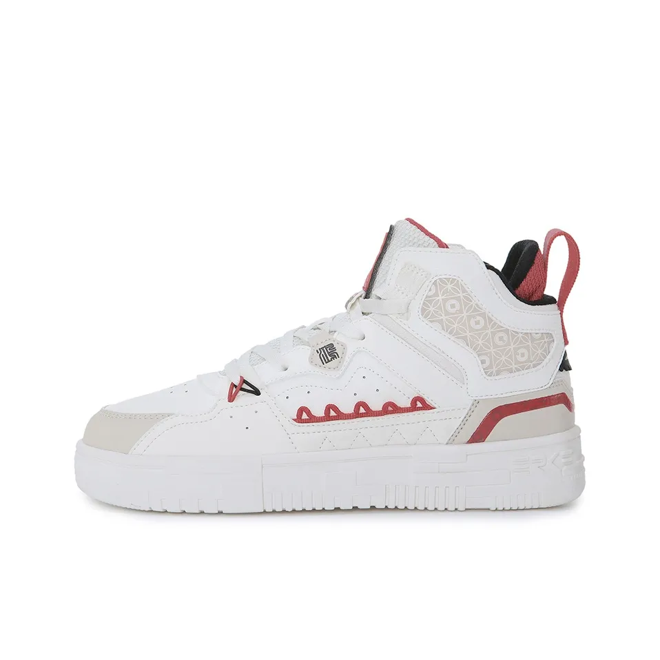 Erke Скейтборд Устойчивый к истиранию Амортизирующий Легкий Высокий Топ Кроссовки для скейтбординга Женские Белые Красные