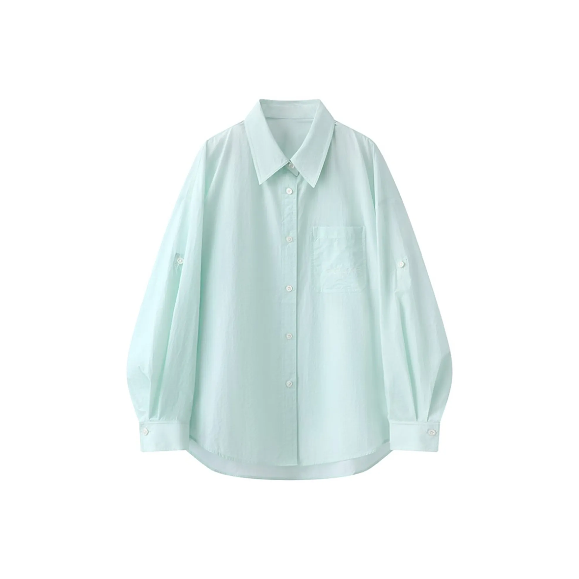 POWXV Свободный крой Длинный рукав Тонкая рубашка для защиты от солнца Женская