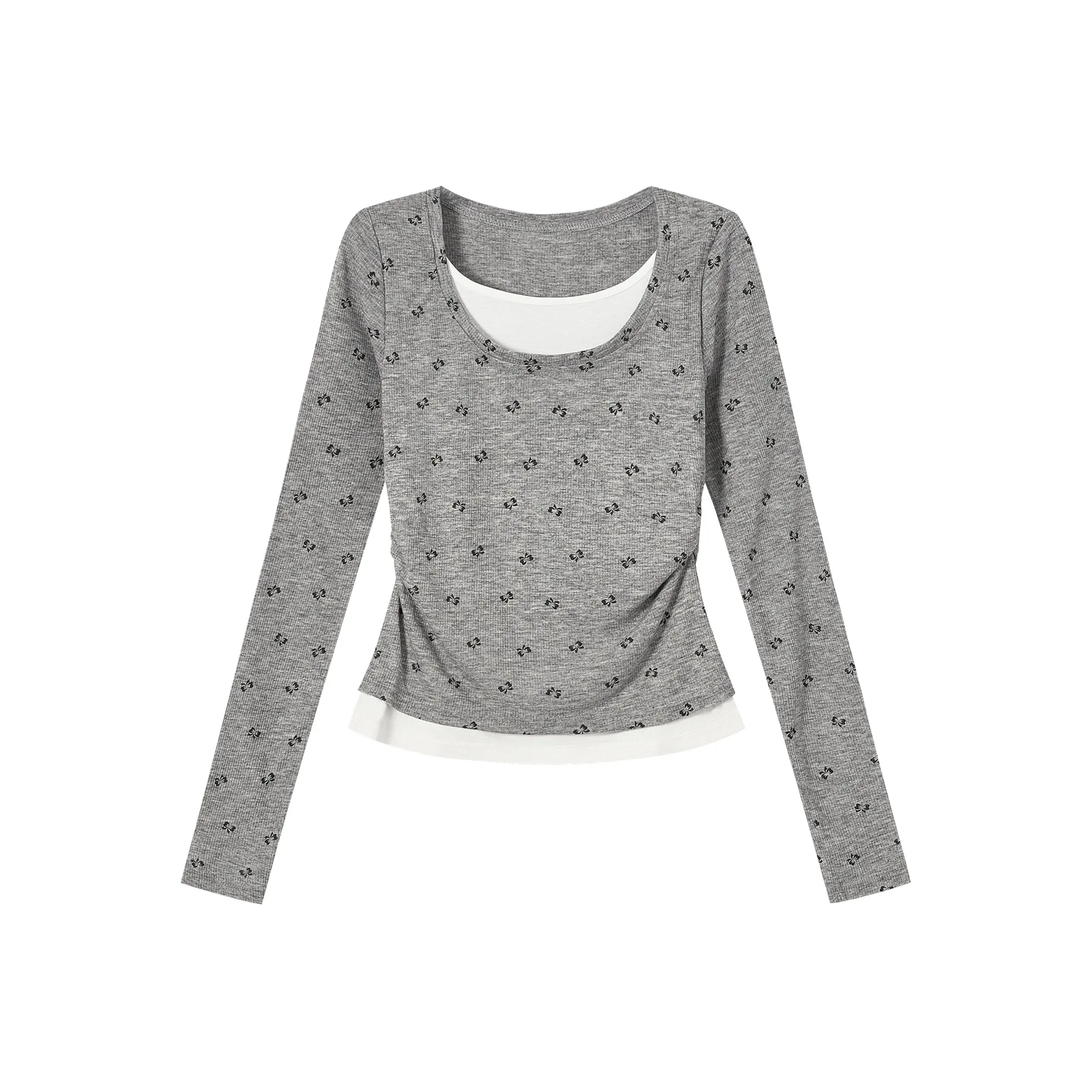 XUANSHU Серый Тонкий и Немного Прозрачный Женские T-Рубашки