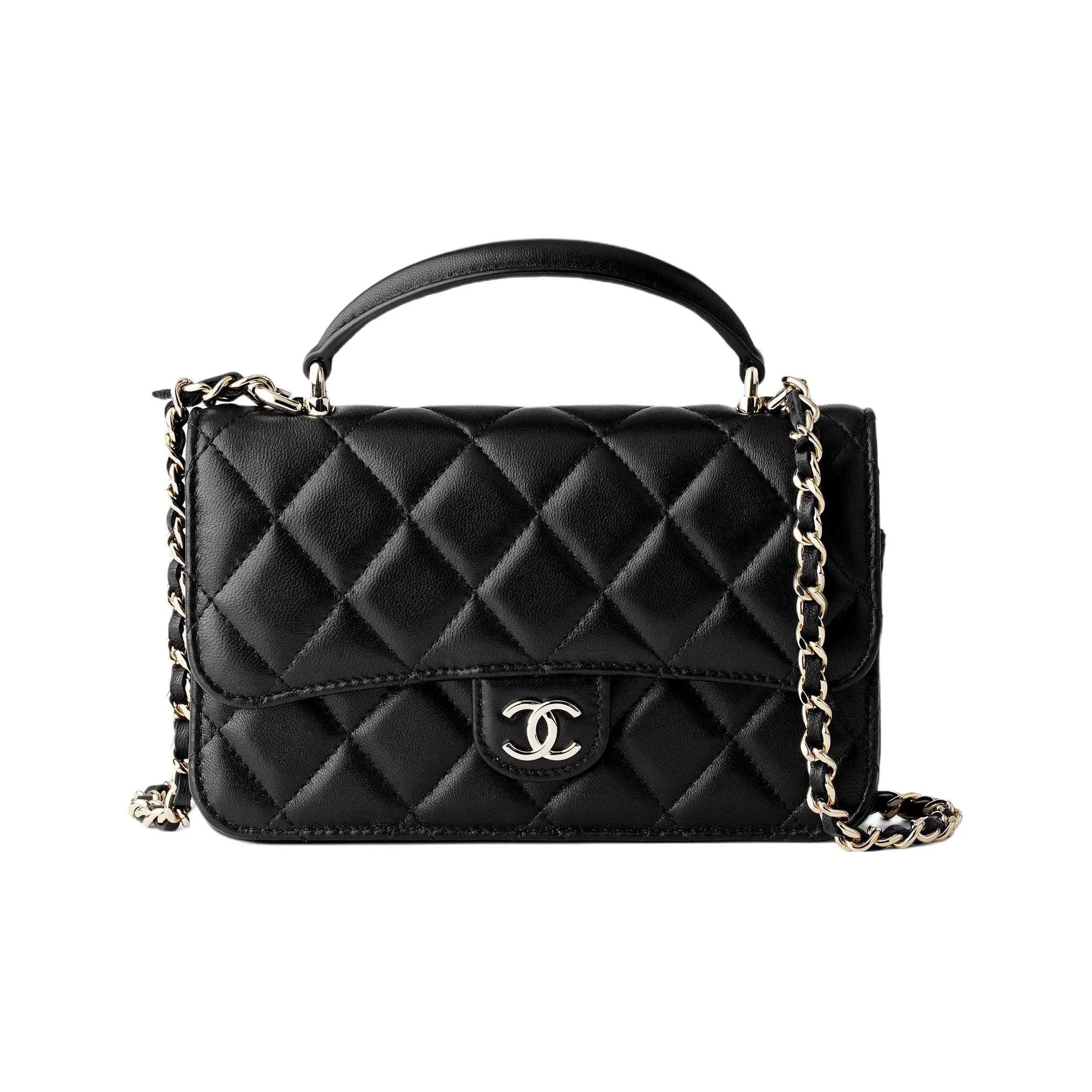CHANEL Clutch/Phone Holder With Chain Black