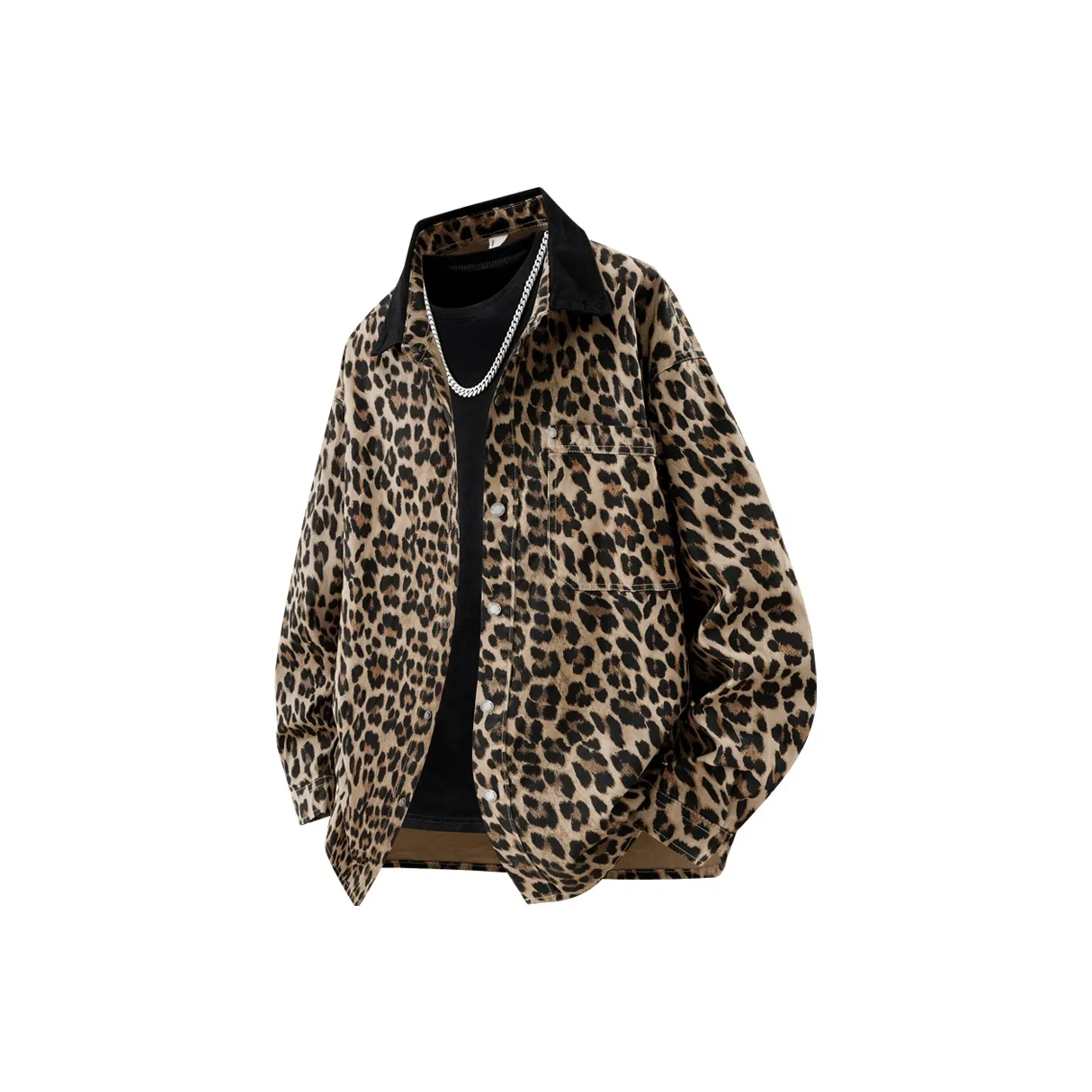 PGNC Свободный крой Повседневный 100% хлопок Длинный рукав Рубашка Куртка Мужская