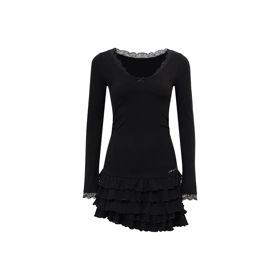 Ariseism Кружево Длинный Рукав Платье Для ОСЕНИ Женский Юбка Женский