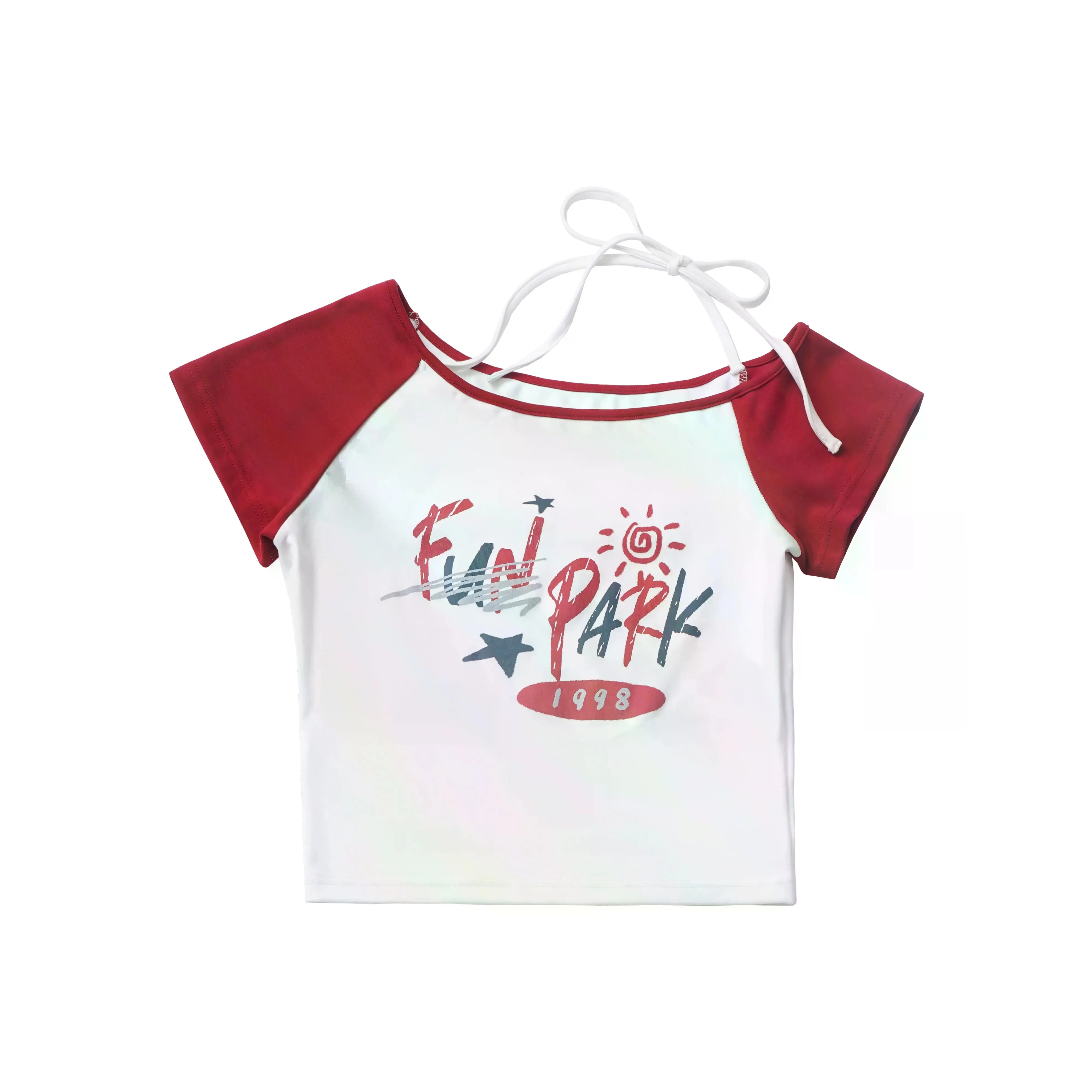 Pink Savior Асимметричное плечо Короткий рукав 25S092 Женская T-рубашка