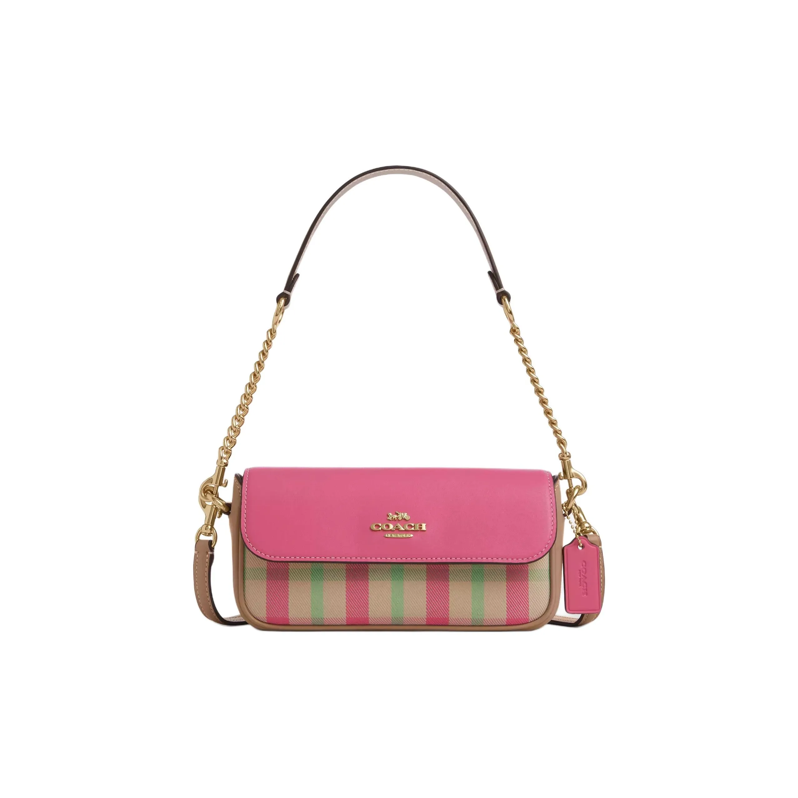 COACH Hailey Жаккард С кожаными вставками Портативная Сумка через плечо Маленькая Женская Розовая