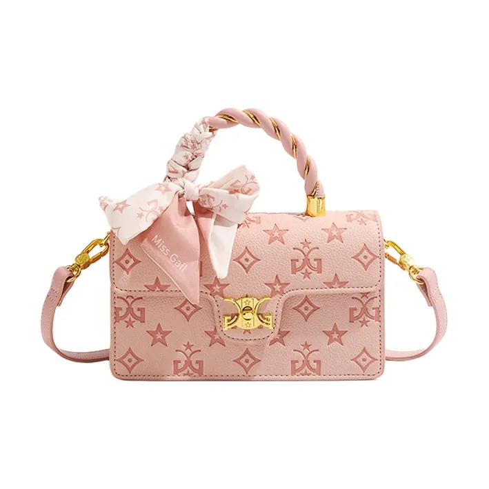 MISS GAIL Synthetic Leather Shoulder Bag, Crossbody Bag, Handbag Regular Women's Pink/White