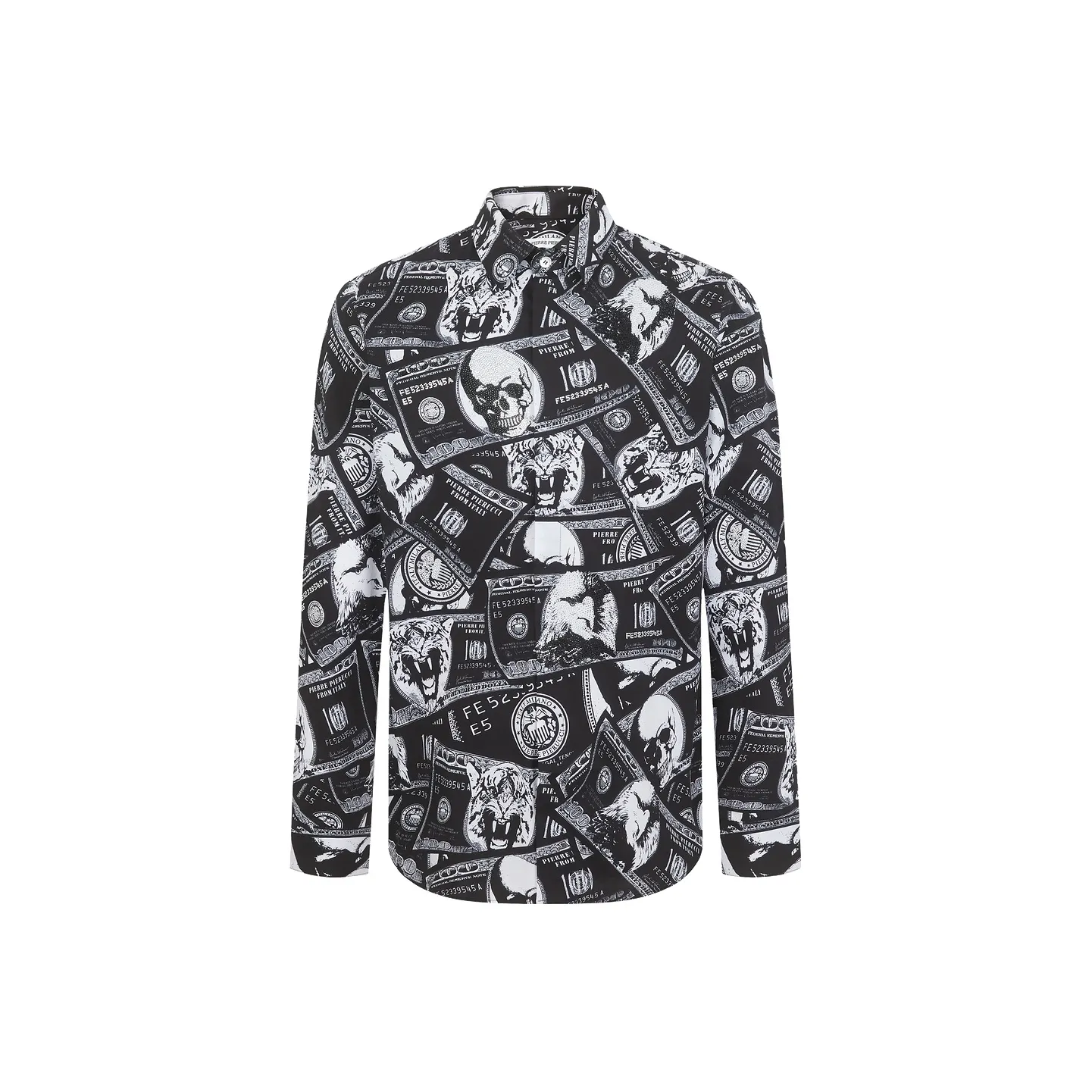 PP PIERRE PIERUCCI Мужская рубашка с черным цветочным принтом