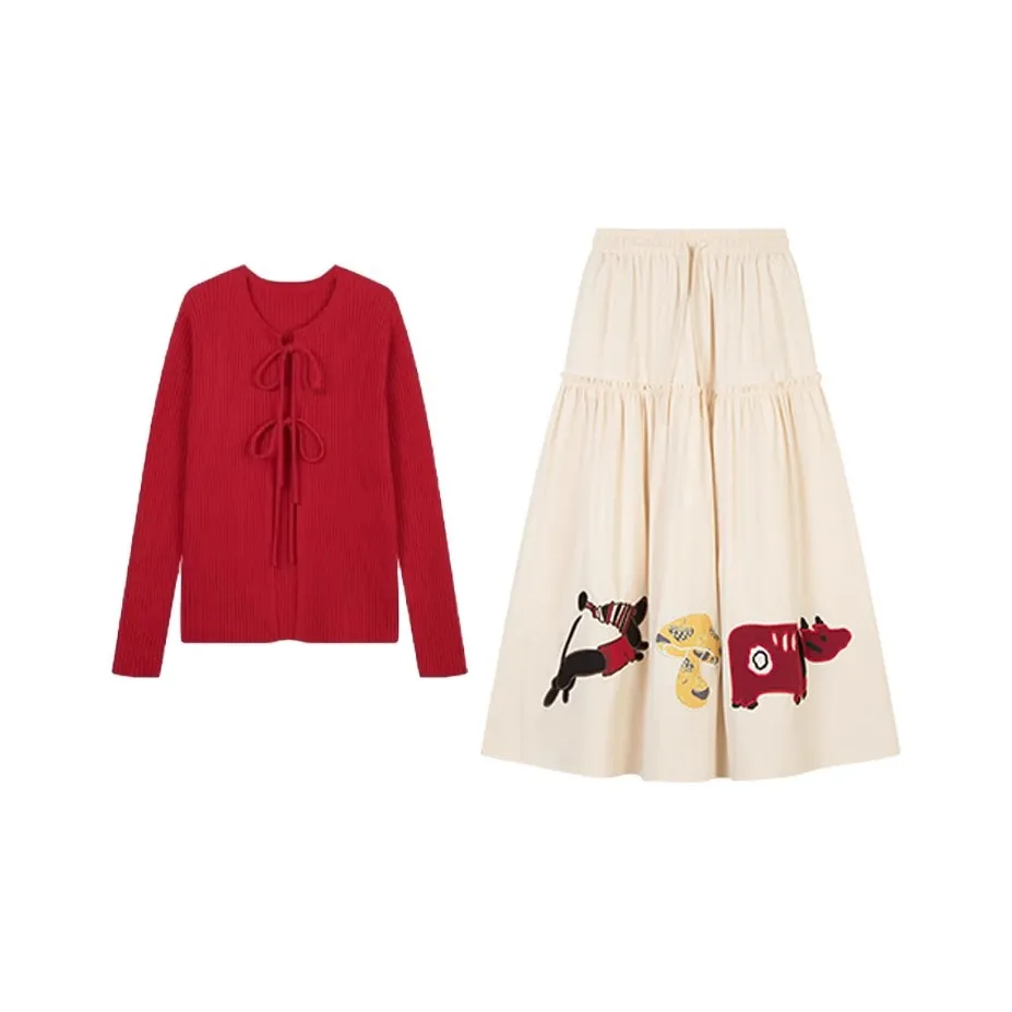 ABBY GODDESS Красный Женские Комплекты с Юбкой