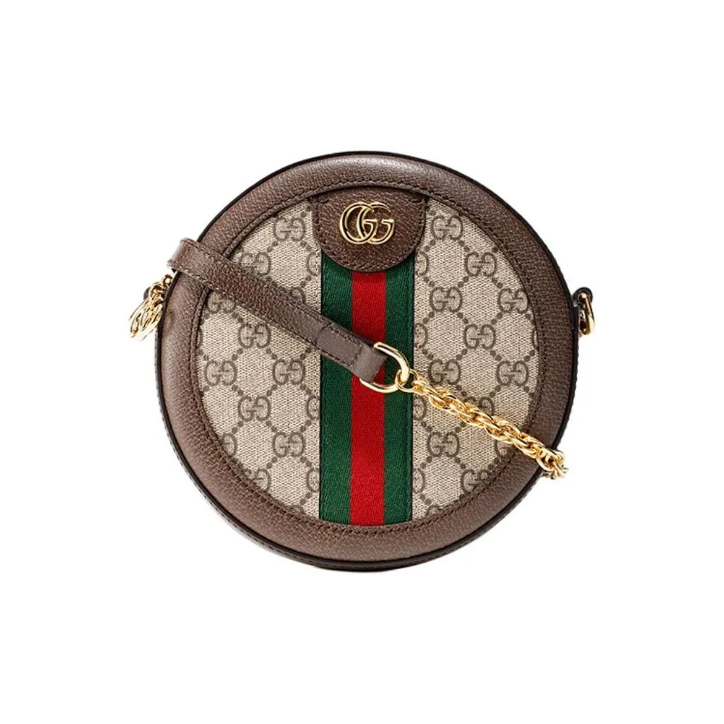 GUCCI Ophidia Canvas With Leather Round Bag, Chain Bag, Shoulder Bag, Crossbody Bag Mini Women's