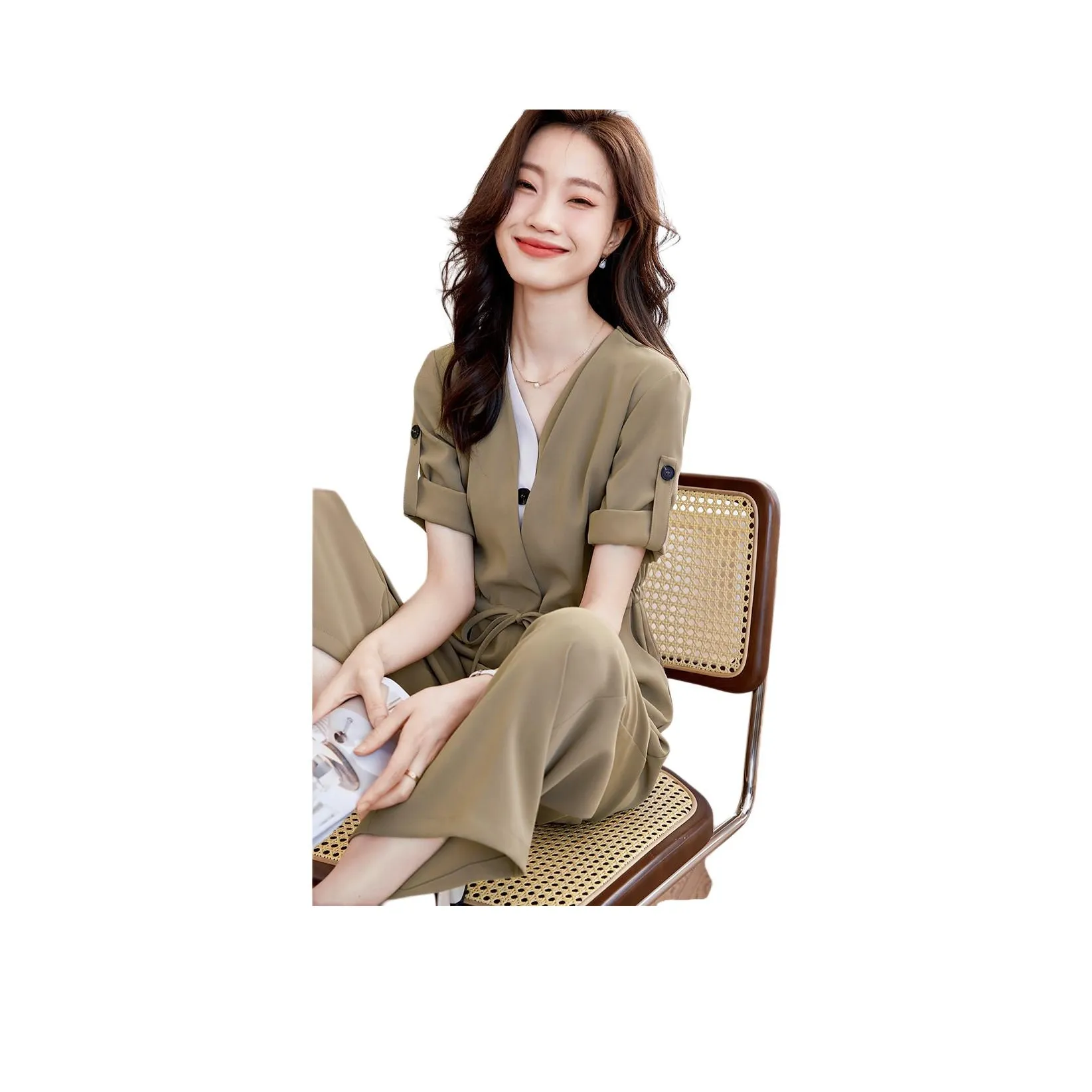 Mo Han Yi Mei Хаки & Белый Женские Комбинезоны