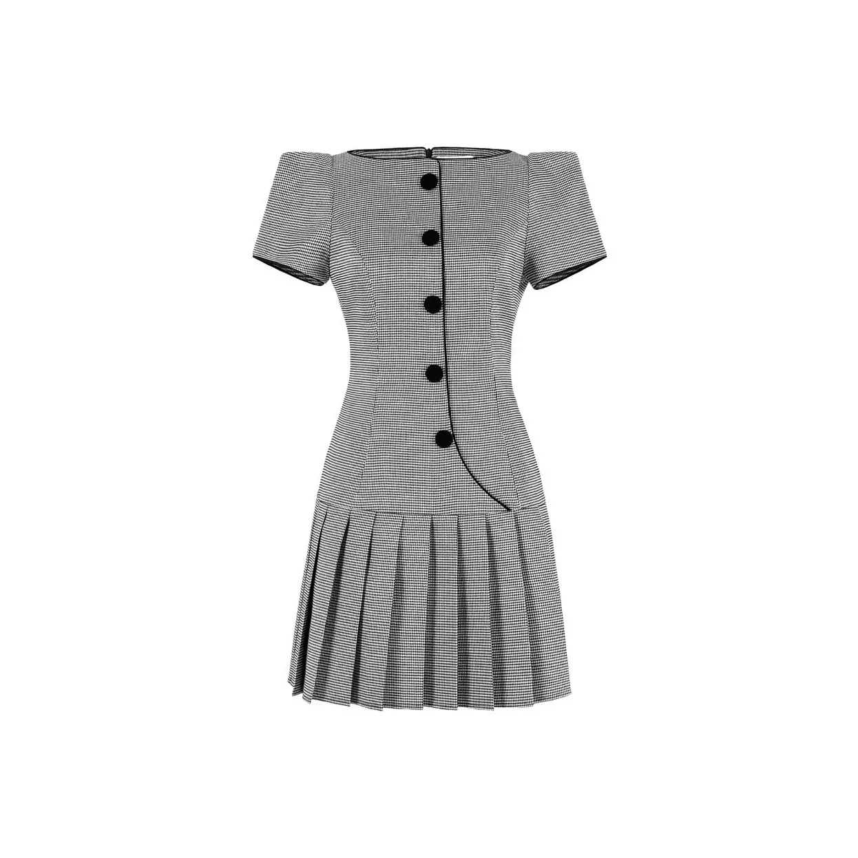 MAGGIE MA Черно-белая клетка Женские Короткие Платья с Короткими Рукавами
