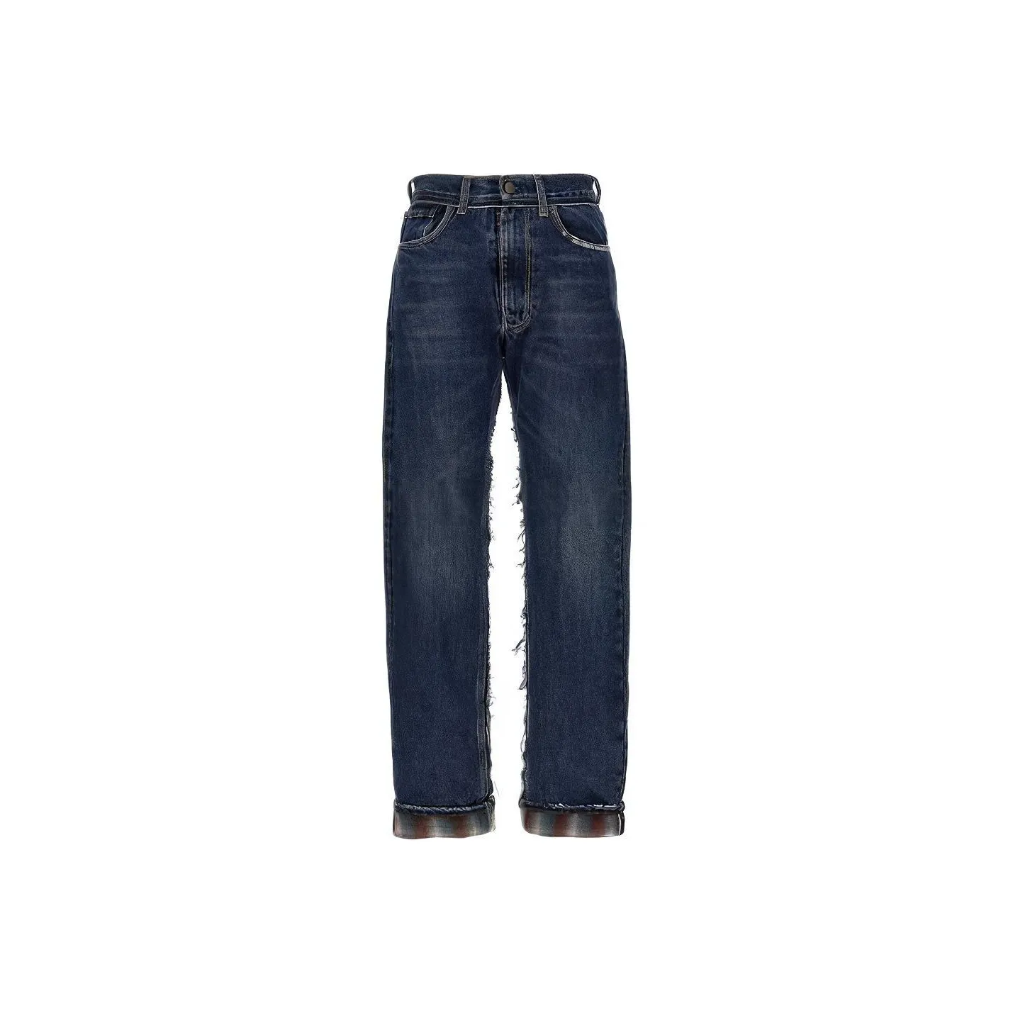 Maison Margiela Pendleton Straight Leg Frayed Jeans