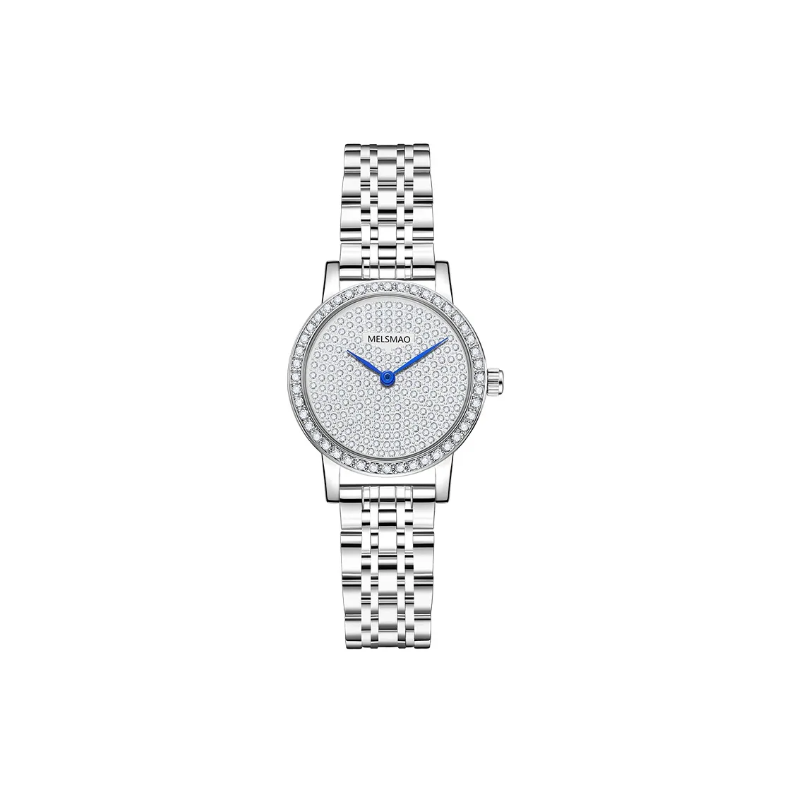 MELSMAO All Over Diamond Baby's Breath Watch Кварцевый механизм Сплав Ремешок Часы Женские Серебристый циферблат