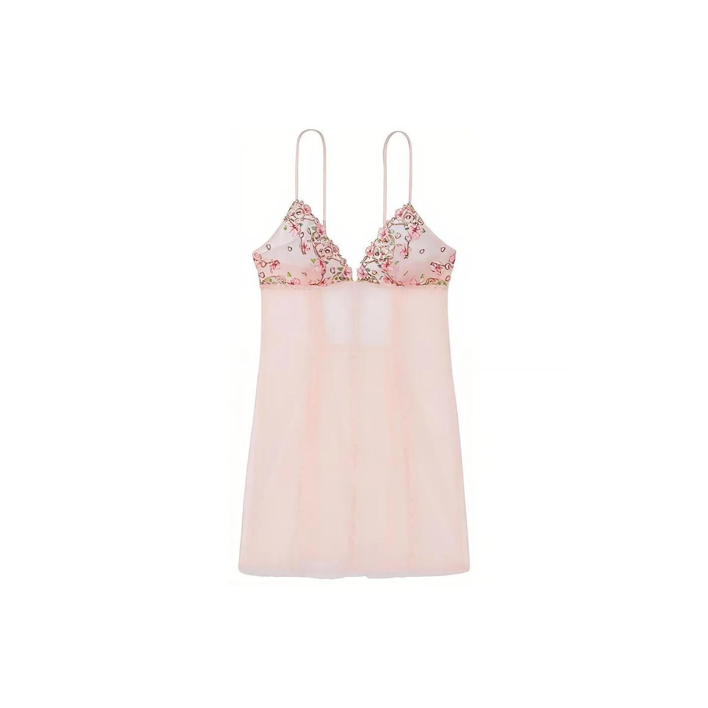 Victoria's Secret Ночная сорочка Женская Светло-розовая Цветочная Вышивка