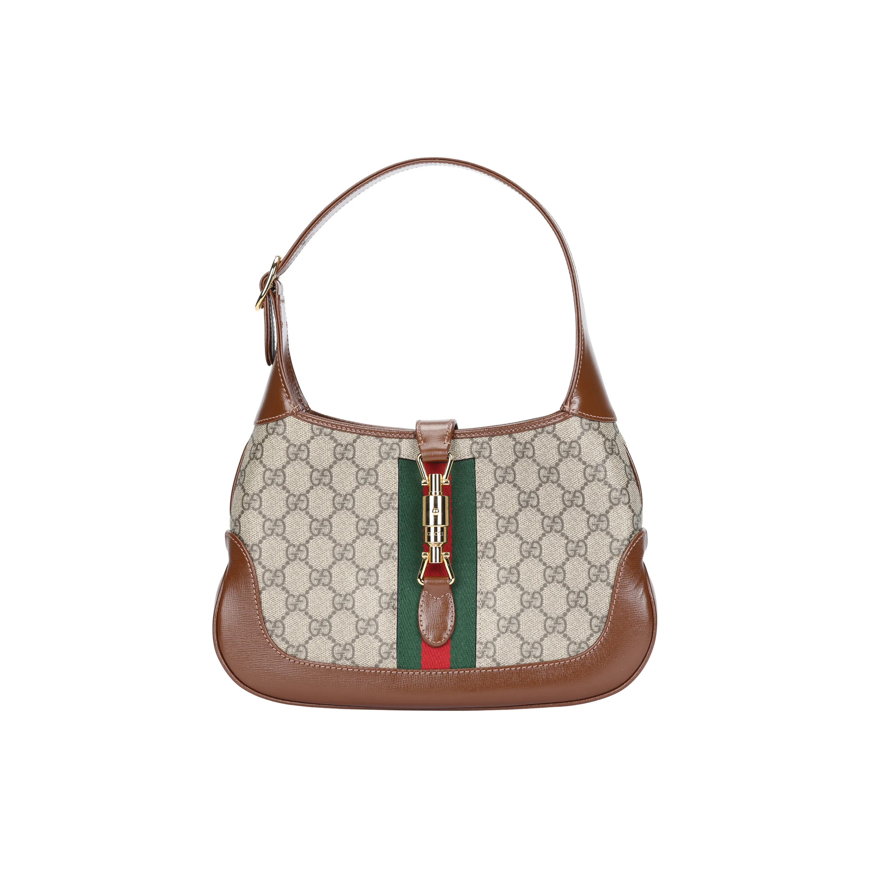 GUCCI Jackie 1961 Canvas With Leather Crescent Shoulder Bag Canvas Bag Shoulder Bag Crossbody Bag Women's Ebony