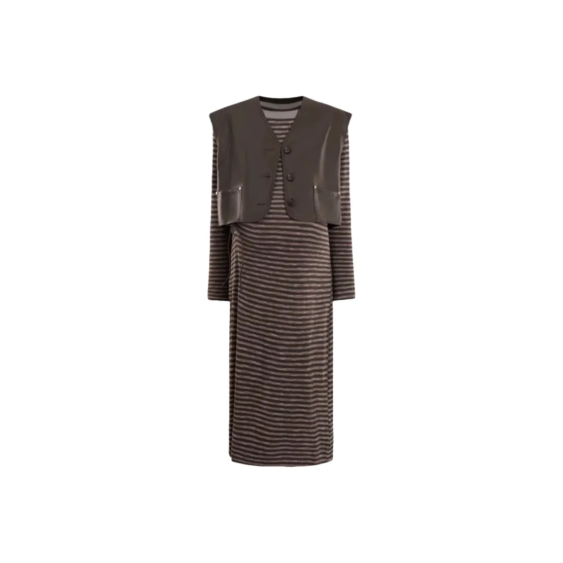 ARIADNAW STUDIO Коричневый Женские Длинные Платья с Длинными Рукавами