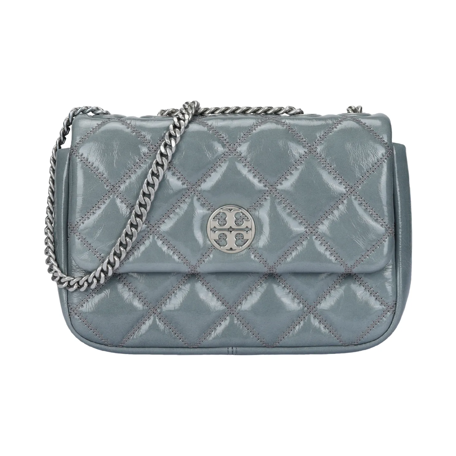 TORY BURCH TB Willa Овца Вощеная кожа Сумка через плечо Стандартная Женская Туманно-голубой