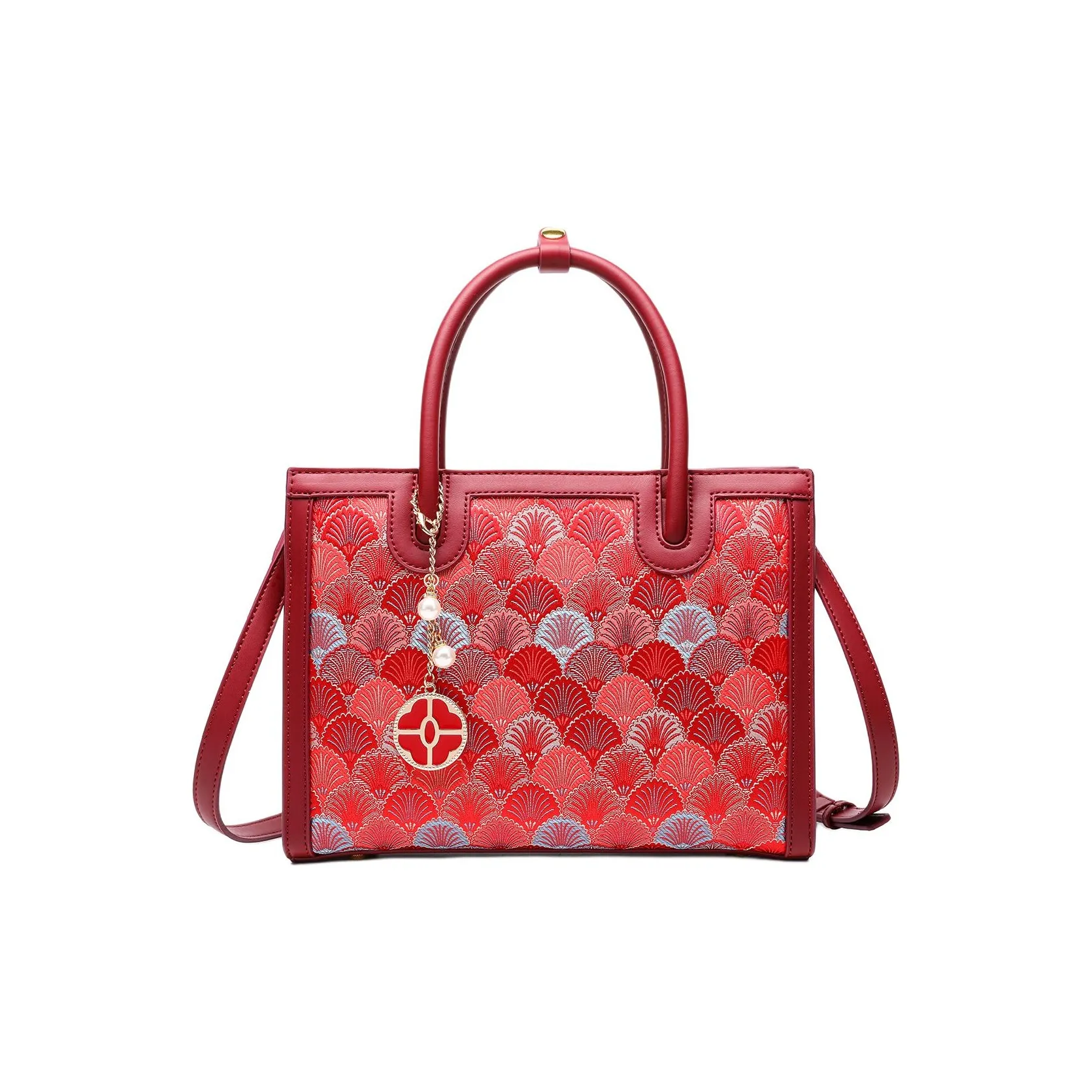 PAYOT Сумка через плечо из синтетической кожи сумка-тоут обычная женская фиолетовая с узором "веер" красная