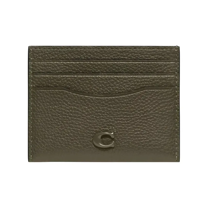 COACH Card Case Кожаный Кошелек для монет держатель для карт Унисекс Оливково-зеленый