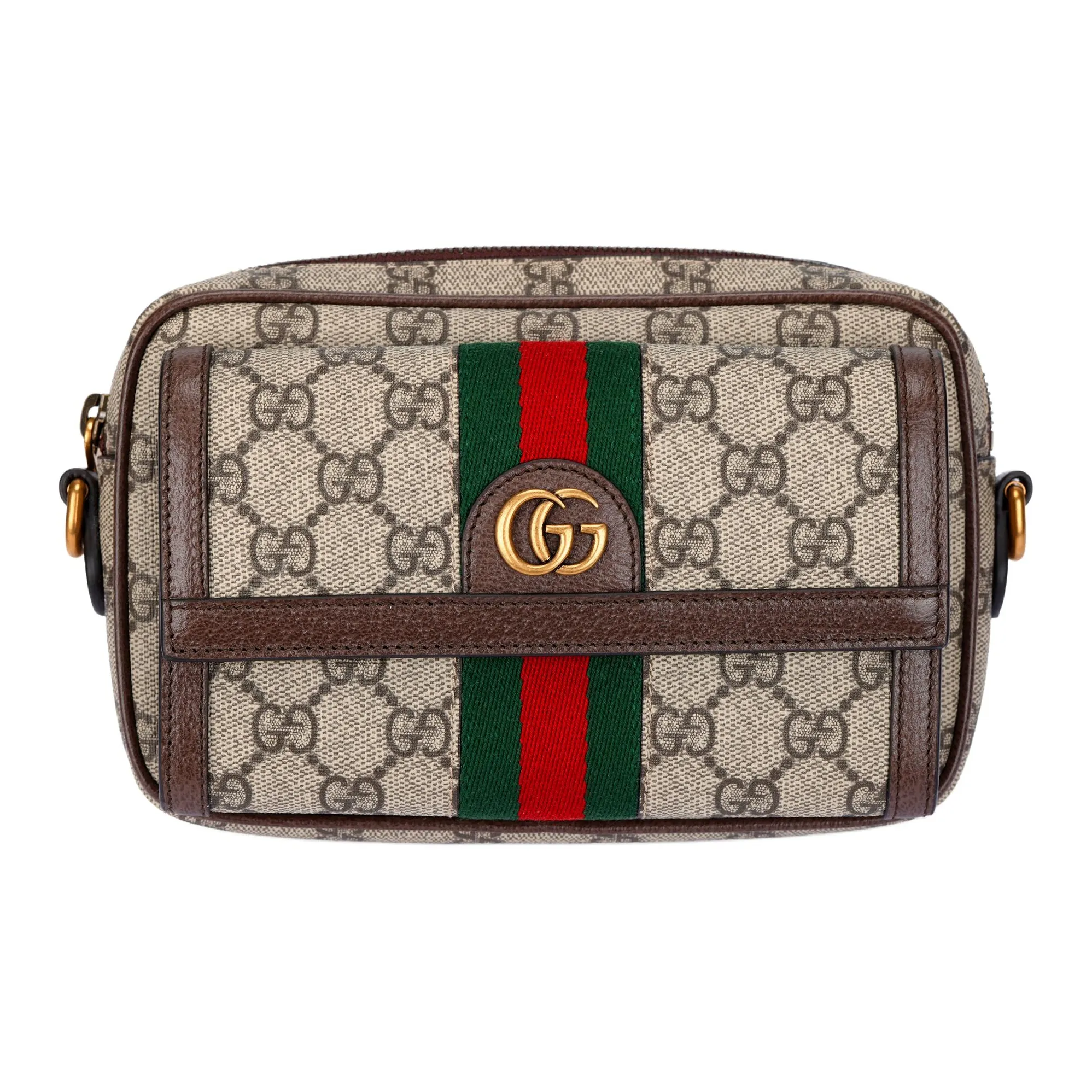 GUCCI Ophidia Canvas With Leather Shoulder Bag, Crossbody Bag Mini Women's