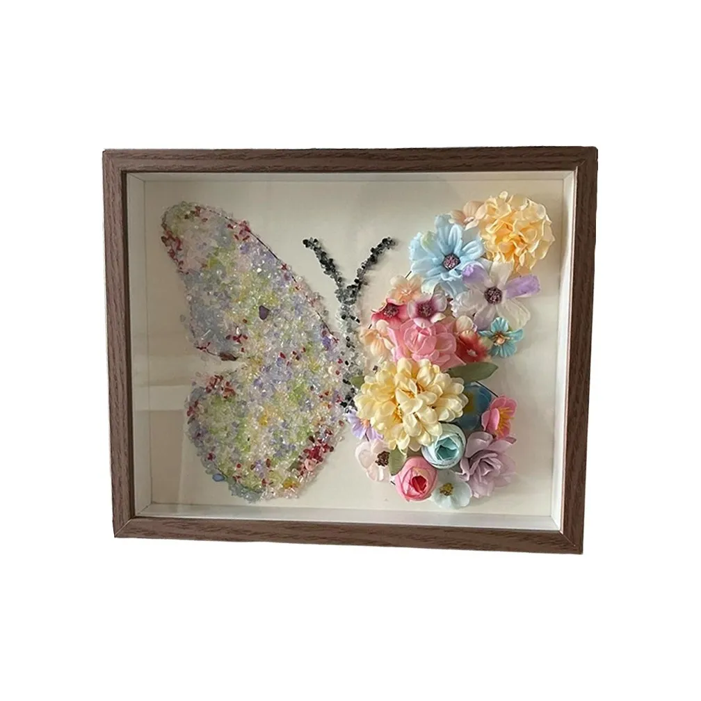 LISA Креативный Preserved Flower Ромб Бабочка Фоторамка DIY Материал Набор День рождения Годовщина Подарочный набор DIY Игрушки