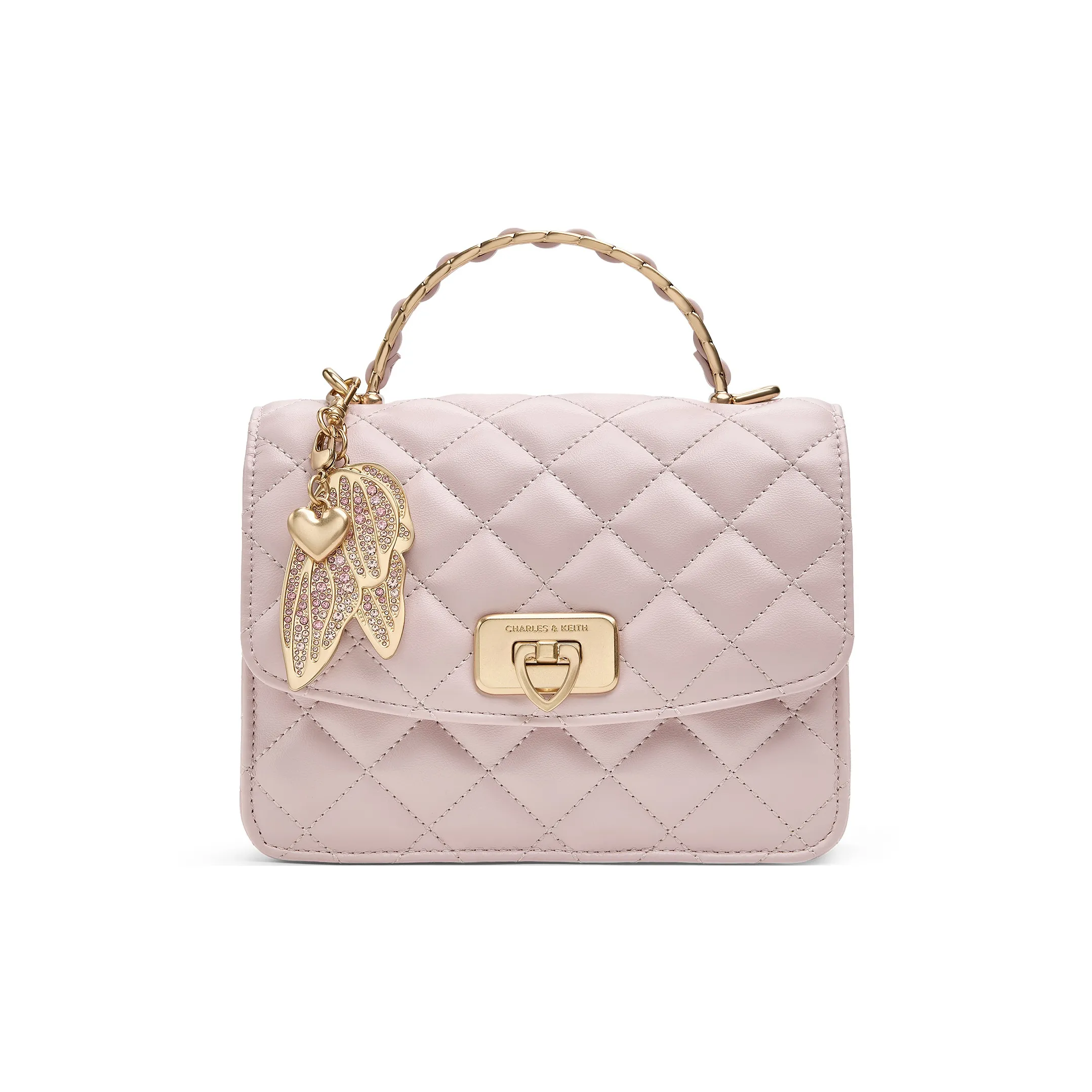 CHARLES KEITH ПУ (полиуретан) Сумка Маленькая Женская Хлопковая Конфетная Розовая