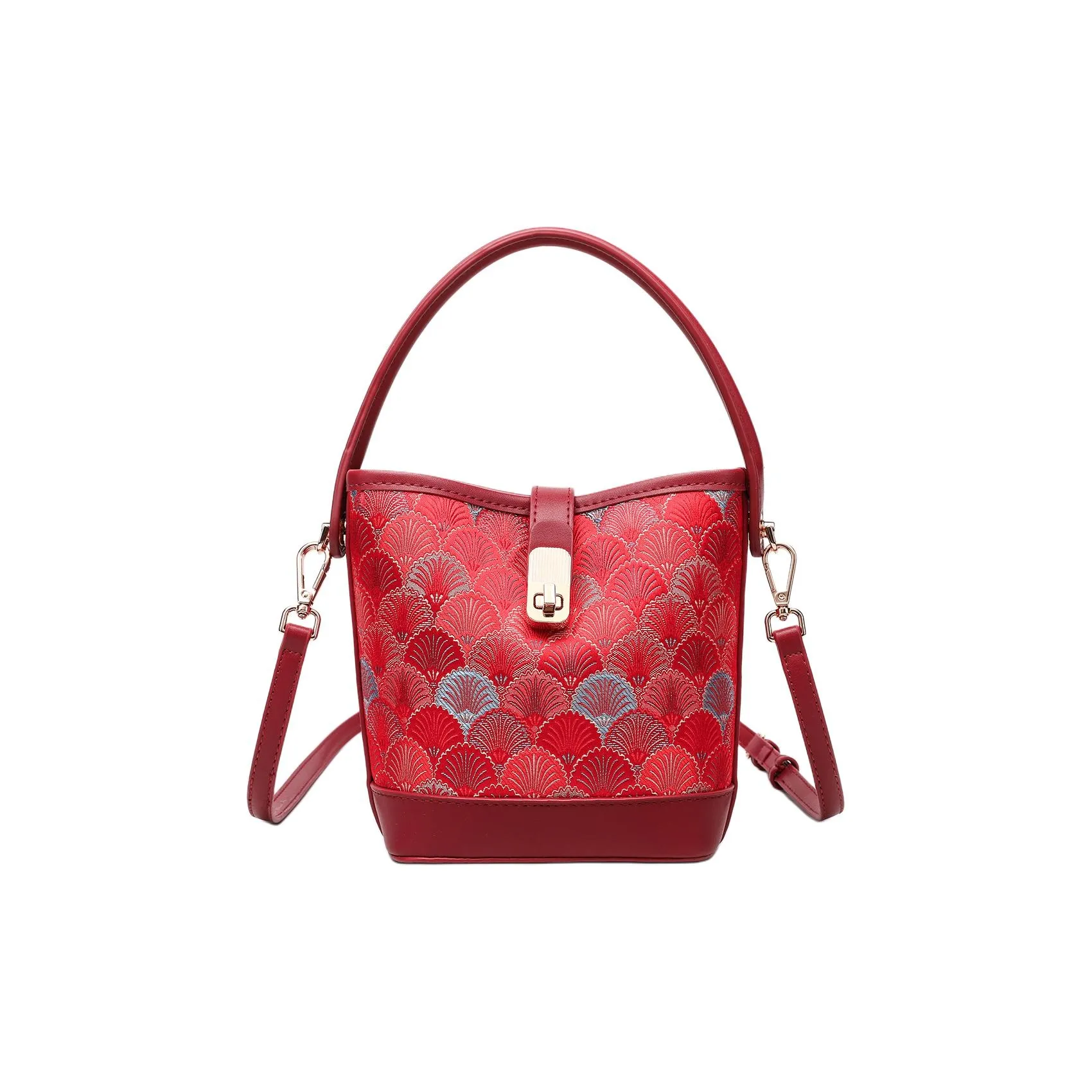 PAYOT Синтетическая кожа Ведрообразная сумка Сумка через плечо Сумка для женщин Фиолетовый Веер Красный