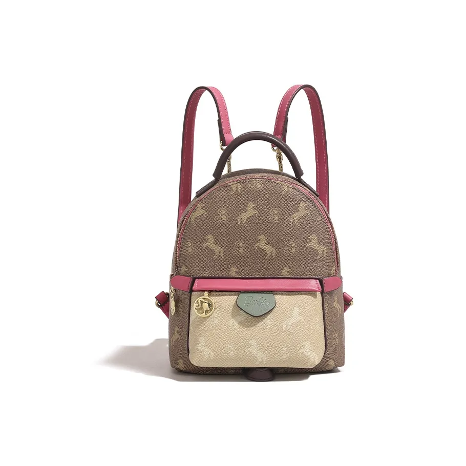 Barbie Synthetic Leather Backpack Women's Pink Red Барби Синтетическая Кожа Рюкзак Женский Розовый Красный