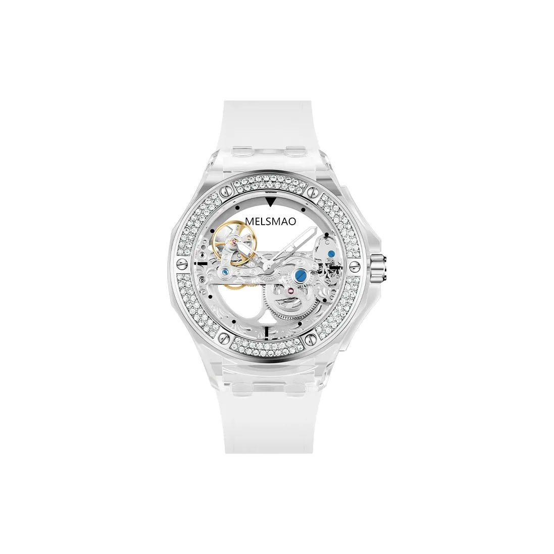MELSMAO Mechanical Movement Rubber Strap Watch Women's Watch White Dial