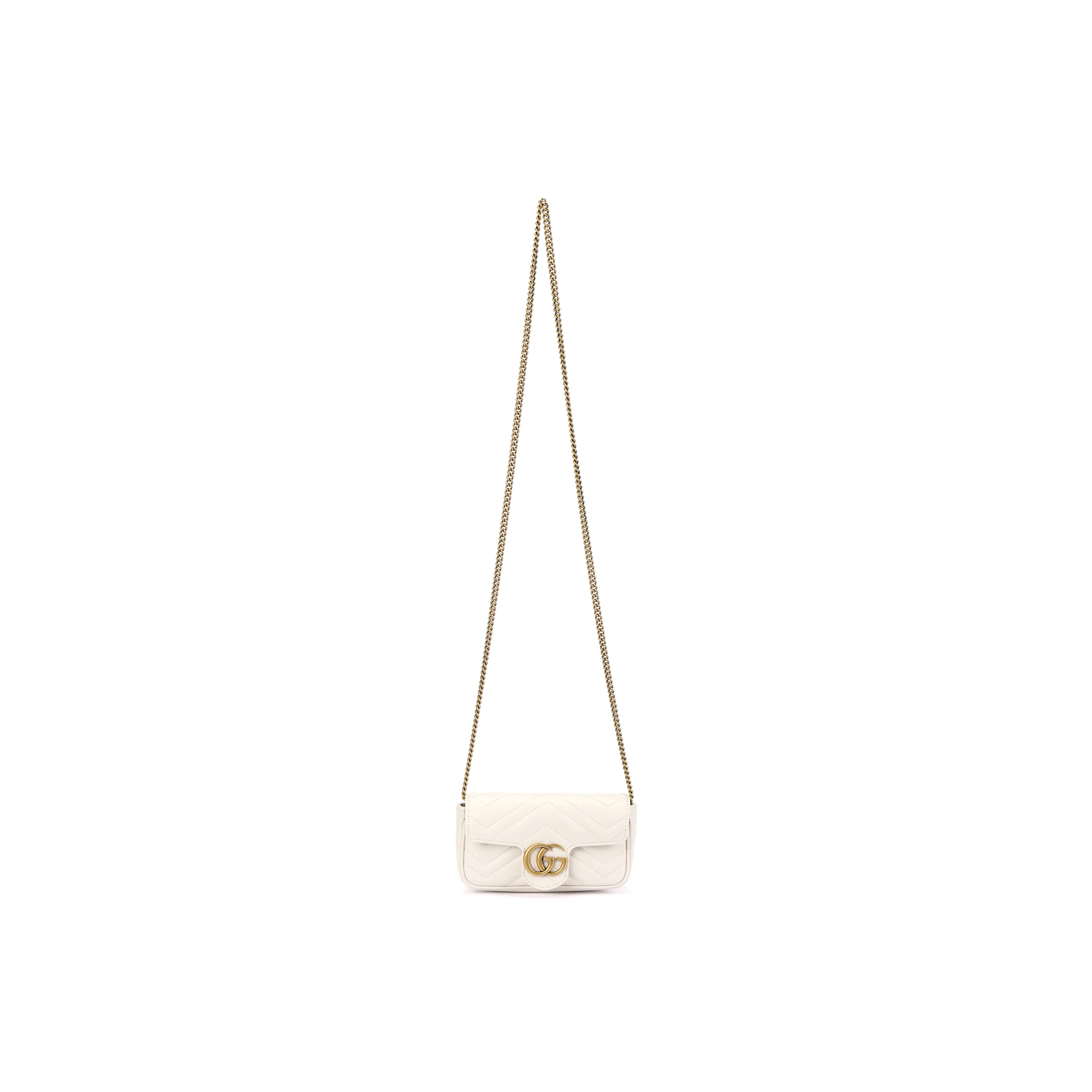 GUCCI GG Marmont Leather Crossbody Bag, Shoulder Bag Extra Mini Women's White