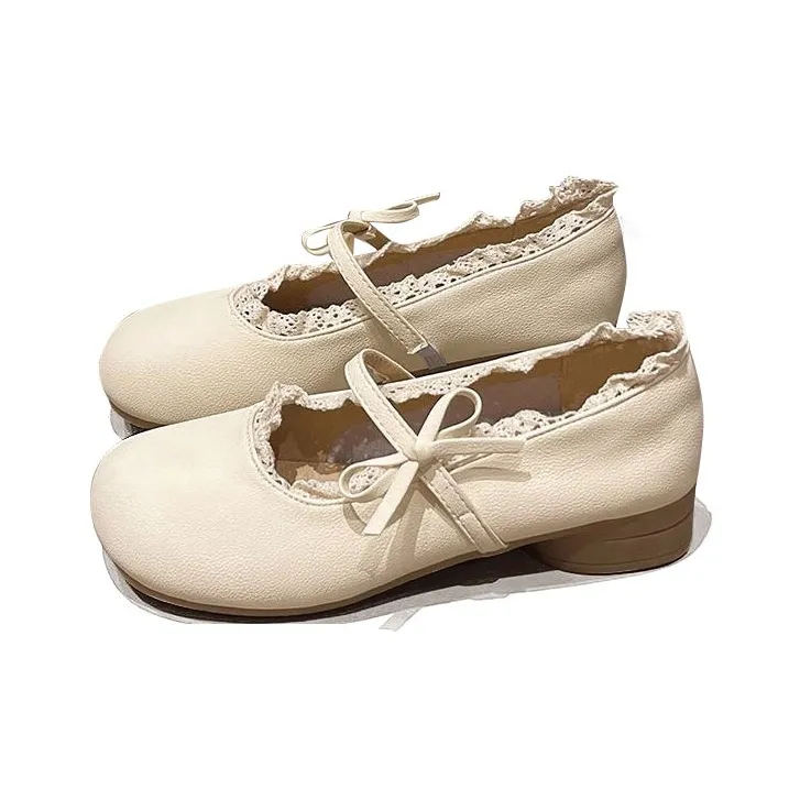 Little Red Man Грубый каблук Туфли Мэри Джейн Женские Экрю