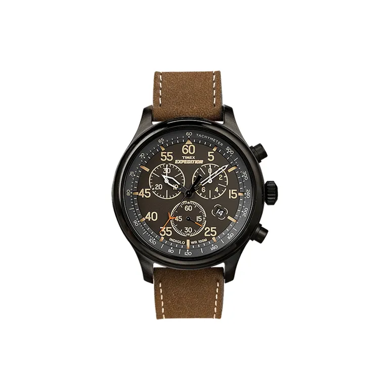 TIMEX EXPEDITION Collection Мужские часы Кварцевый механизм Кожаный ремешок 43 мм Черный циферблат
