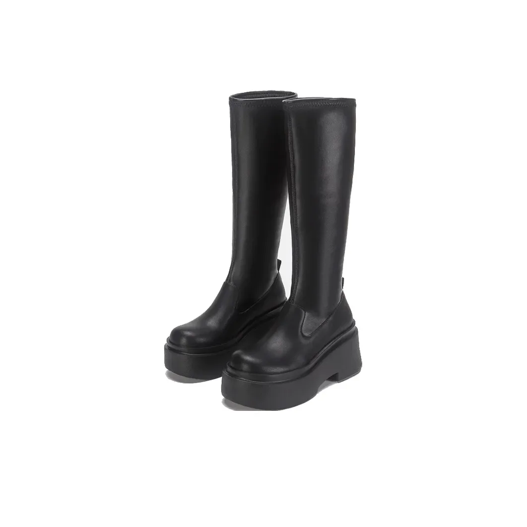 GULIA Женские высокие сапоги на молнии, черные