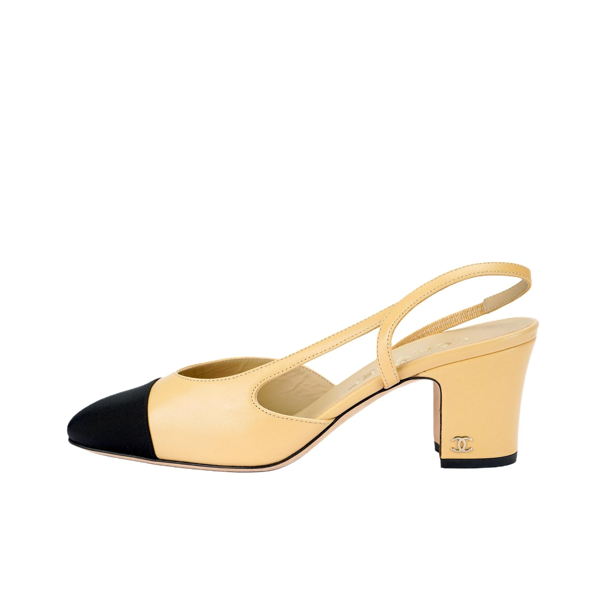 CHANEL Chunky Heel High Heels Women's Beige