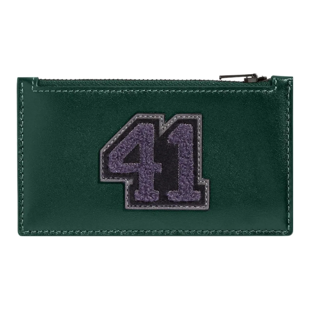 COACH Zip Top Card Case кожаный держатель для карт мини женский темно-зеленый