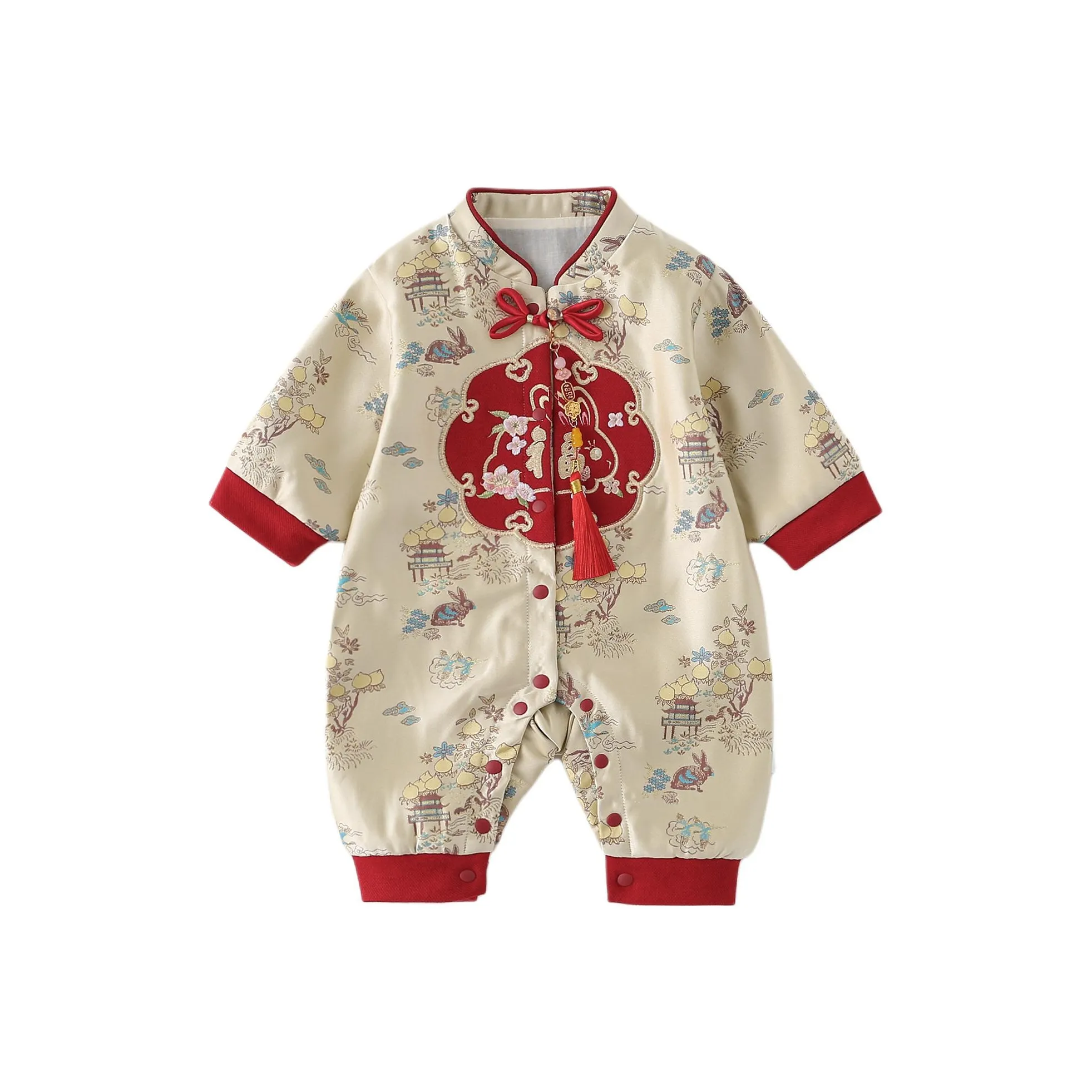 XiaoJinBu Бежево-желтые комбинезоны / ползунки для малышей