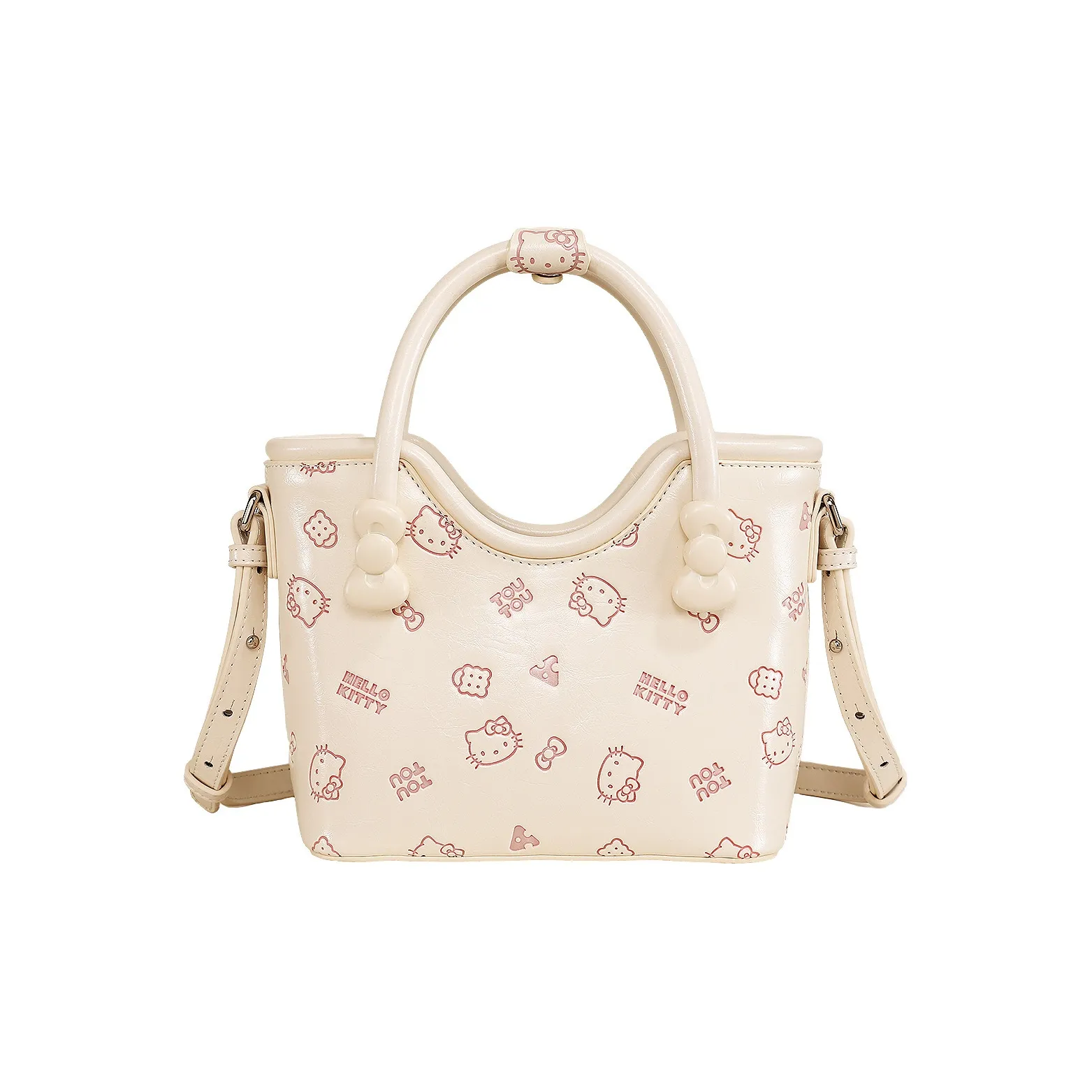 TOUTOU Sanrio Collaboration Hello Kitty Synthetic Leather Handbag Shoulder Bag Small Size Large Size Women's Multicolor