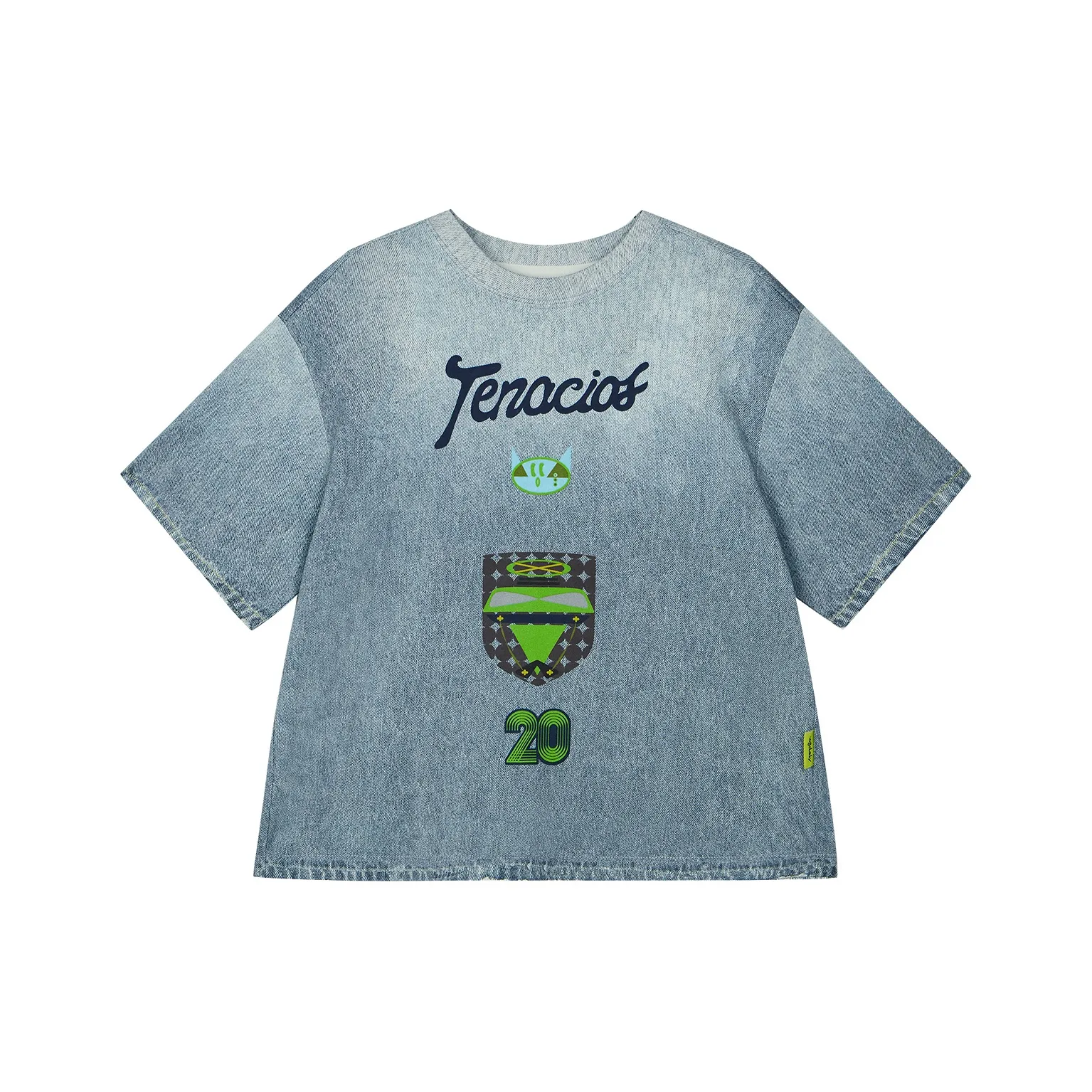 Woobaby 100% хлопок охлаждающая футболка с принтом "Деним" синий для детей 3-7 лет