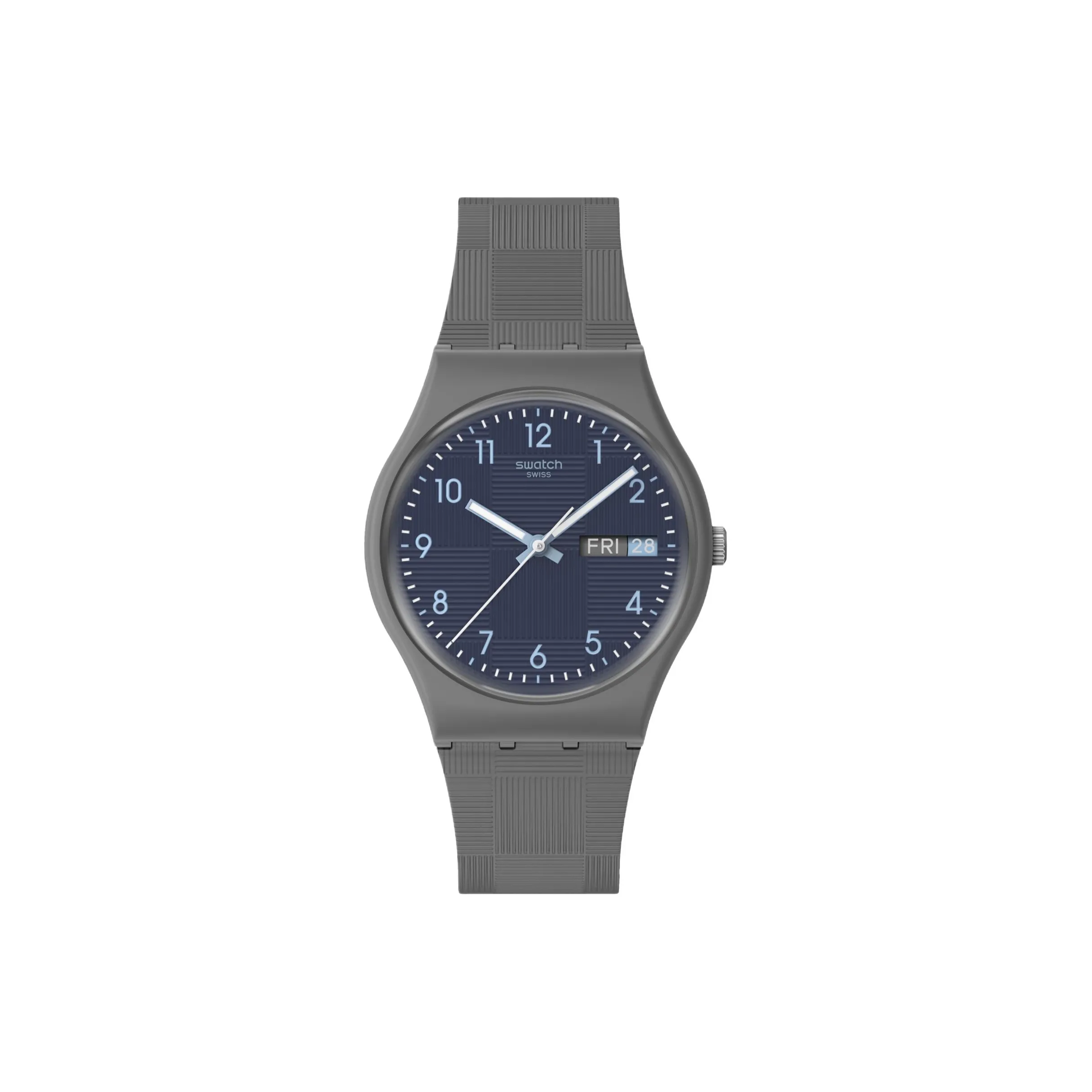 Swatch Essentials Collection Кварцевый механизм Унисекс Часы 34 мм Синий циферблат Bio Based Материал Корпус Часы Силиконовый ремешок