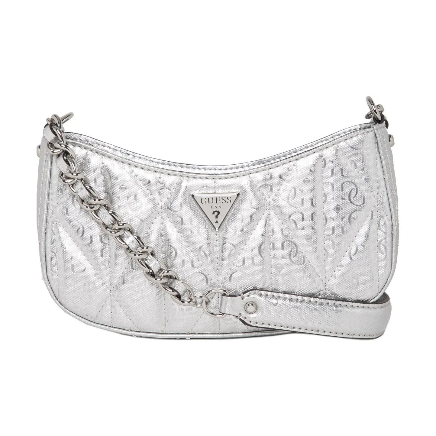 GUESS Сумка через плечо из искусственной кожи среднего размера женская серебряного цвета