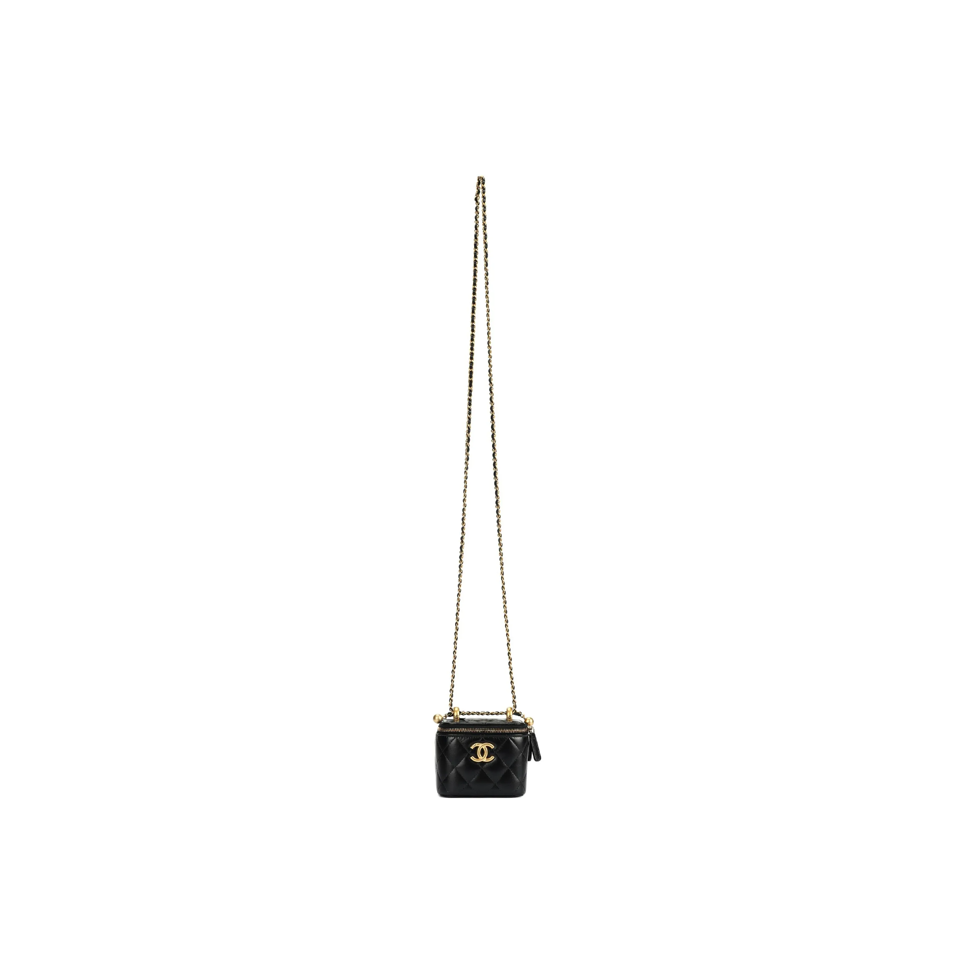 CHANEL Calfskin Makeup Bag Small Size Women's Black