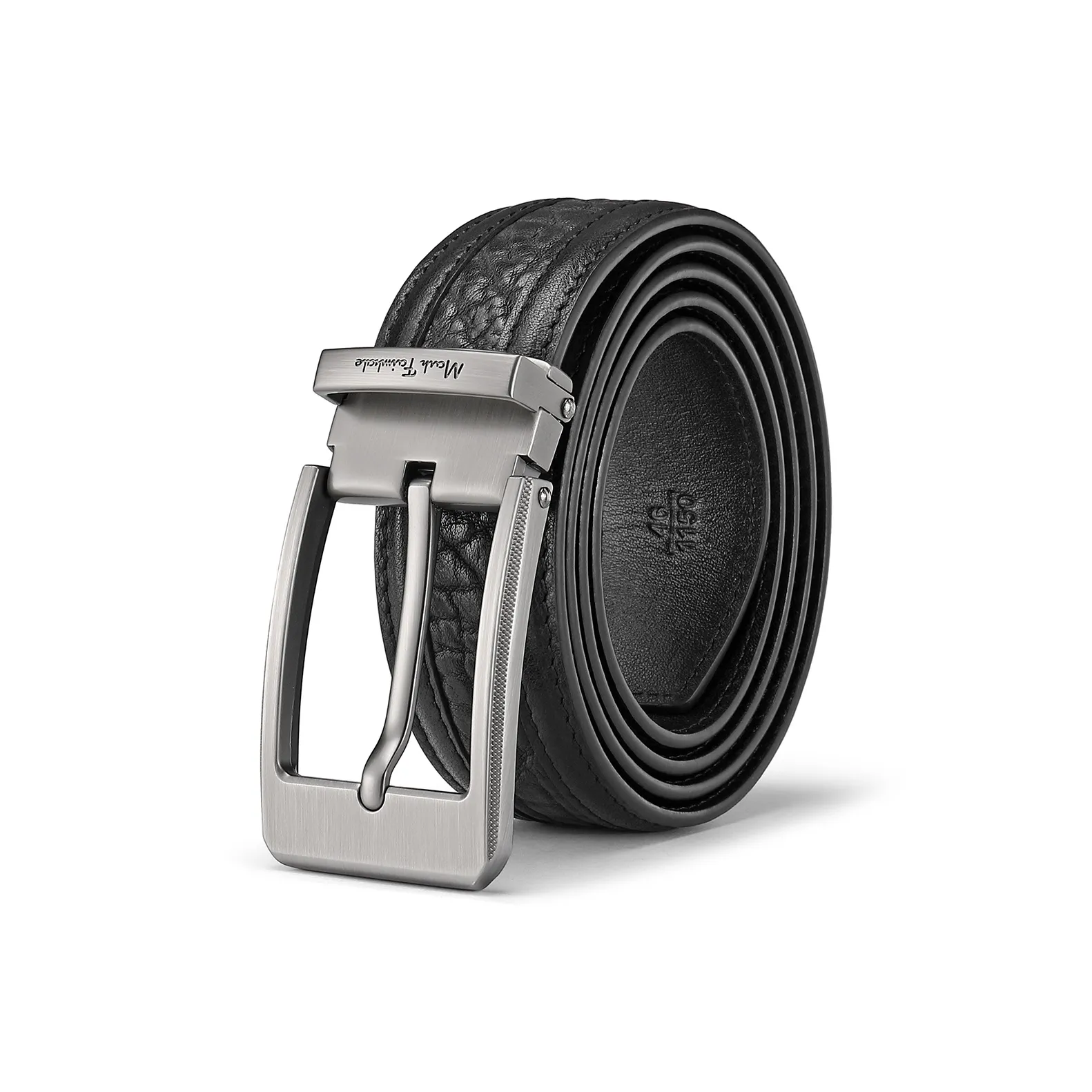 FAIRWHALE Bison Кожаные ремни Мужской Черный 3,4CM