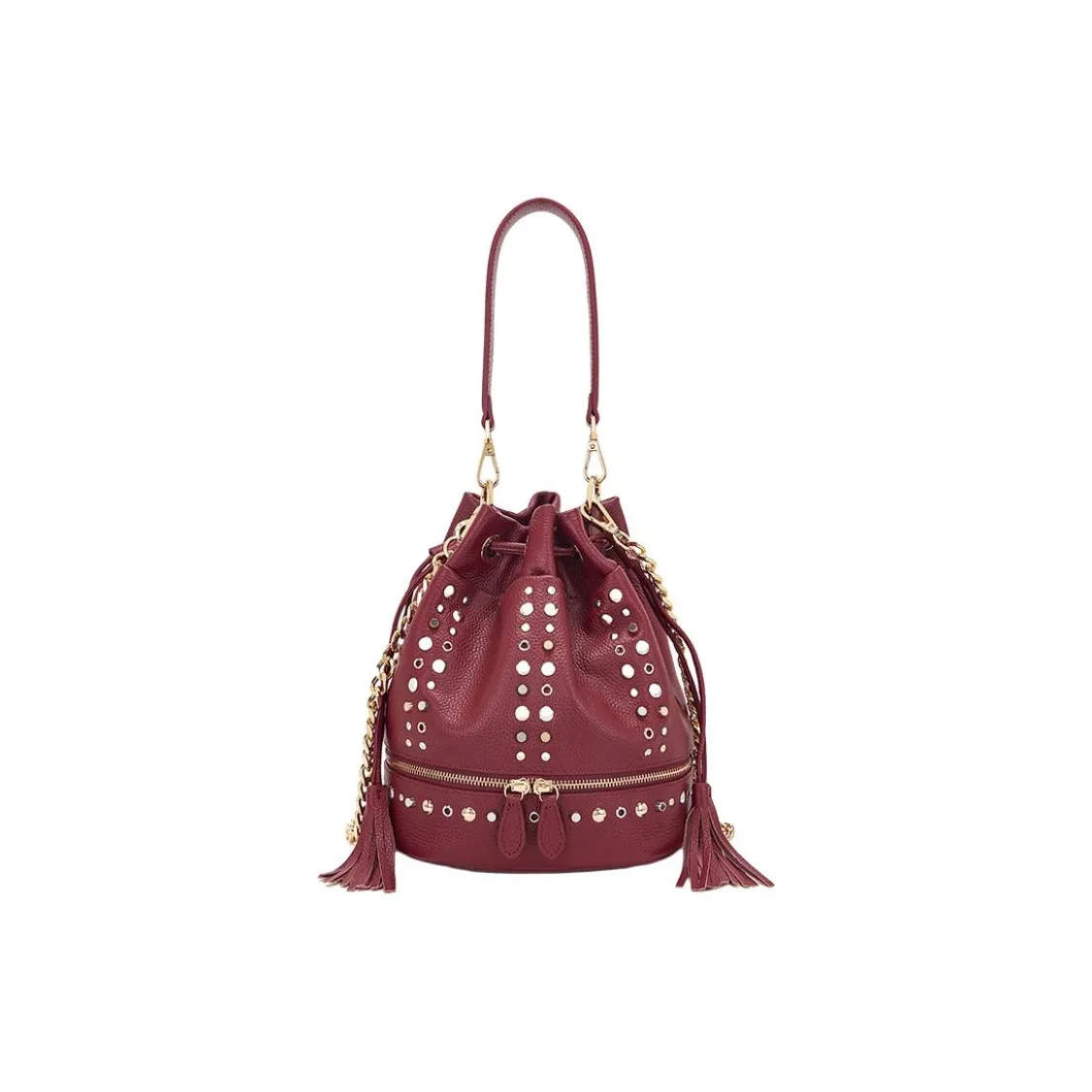 La Carrie Сумка из крупнозернистой текстуры коровьей кожи ручная работа сумка-ведро сумка через плечо женская красная