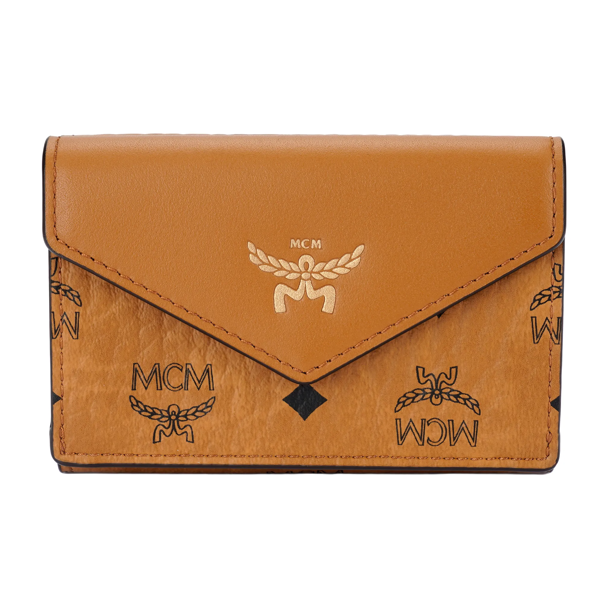 MCM Aren Canvas With Leather Classic LOGO Mini Wallet Mini Women's Cognac