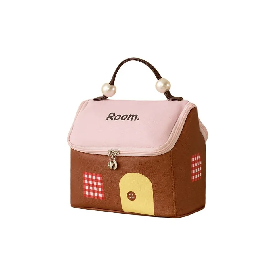 GEANNUO Cute Little House Makeup Bag Portable Large Capacity Portable Makeup Bag Travel Makeup Bag Cosmetic Bag