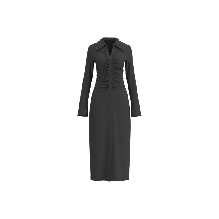 URBAN REVIVO Длинное платье с длинными рукавами женское глубокий черный