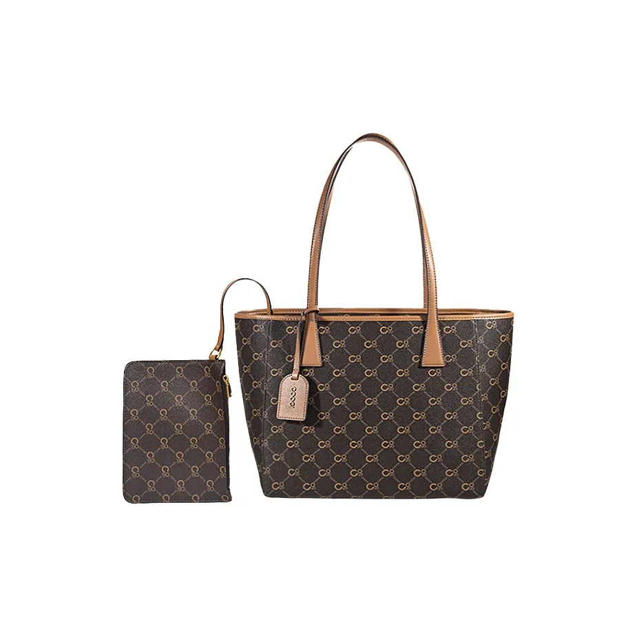 COOGI Synthetic Leather Tote Handbag, Shoulder Bag Large Women's Coffee