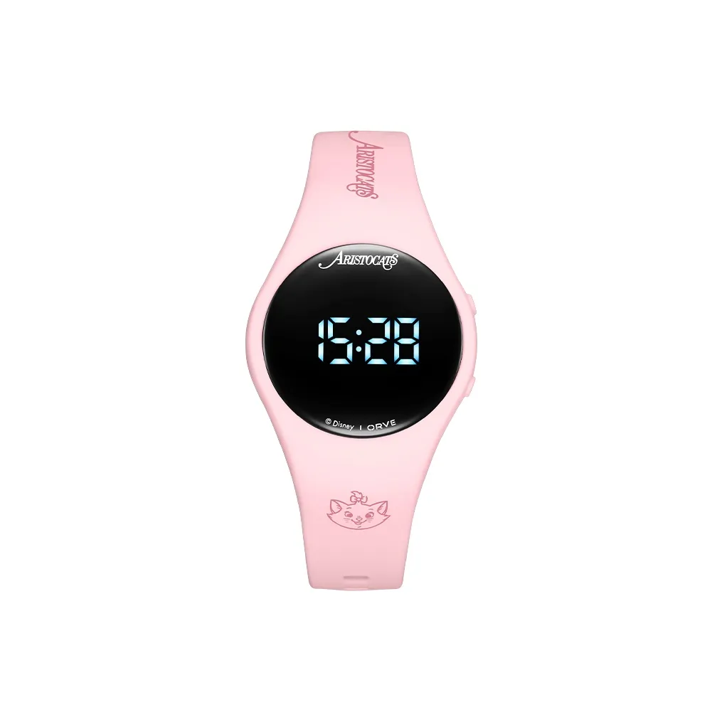 Disney Мари Кошка Электронный Механизм Силиконовый Ремешок Часы Унисекс Черный Циферблат